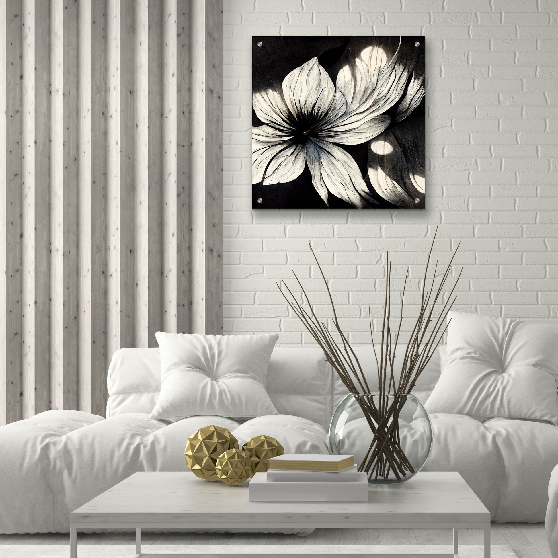 Epic Art 'Flowers Black White 1' by Ray Heere, Acrylic Glass Wall Art,24x24