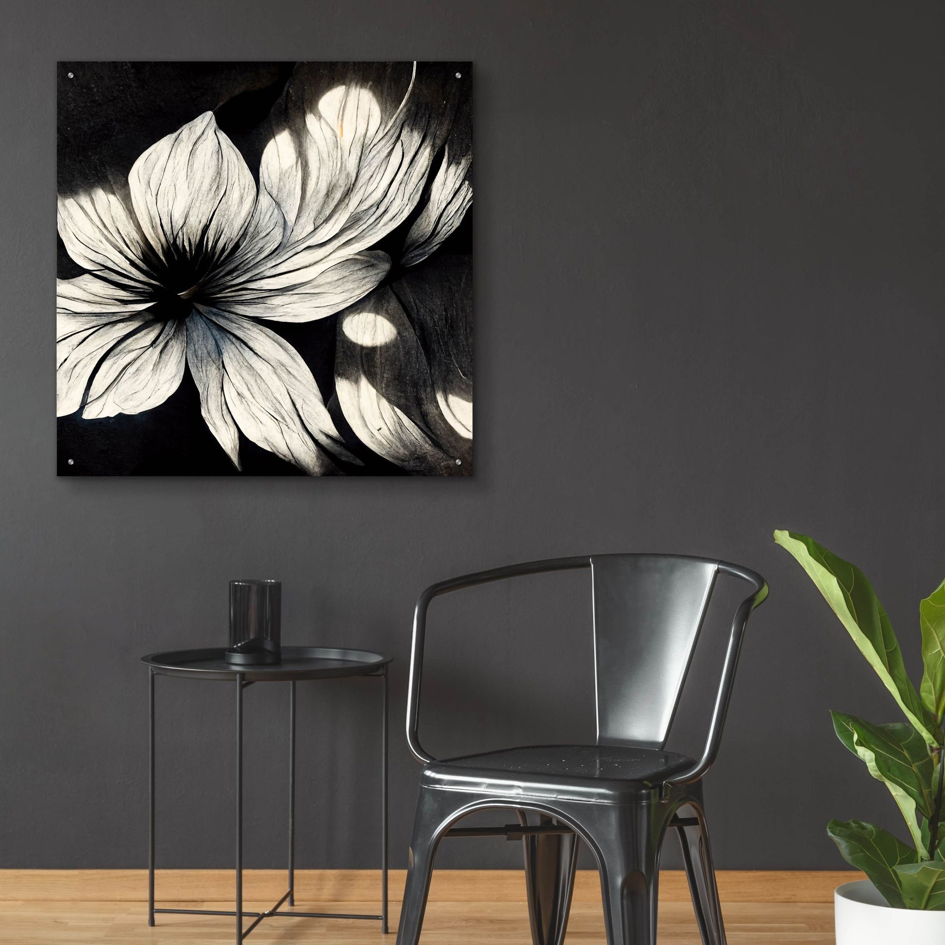 Epic Art 'Flowers Black White 1' by Ray Heere, Acrylic Glass Wall Art,36x36