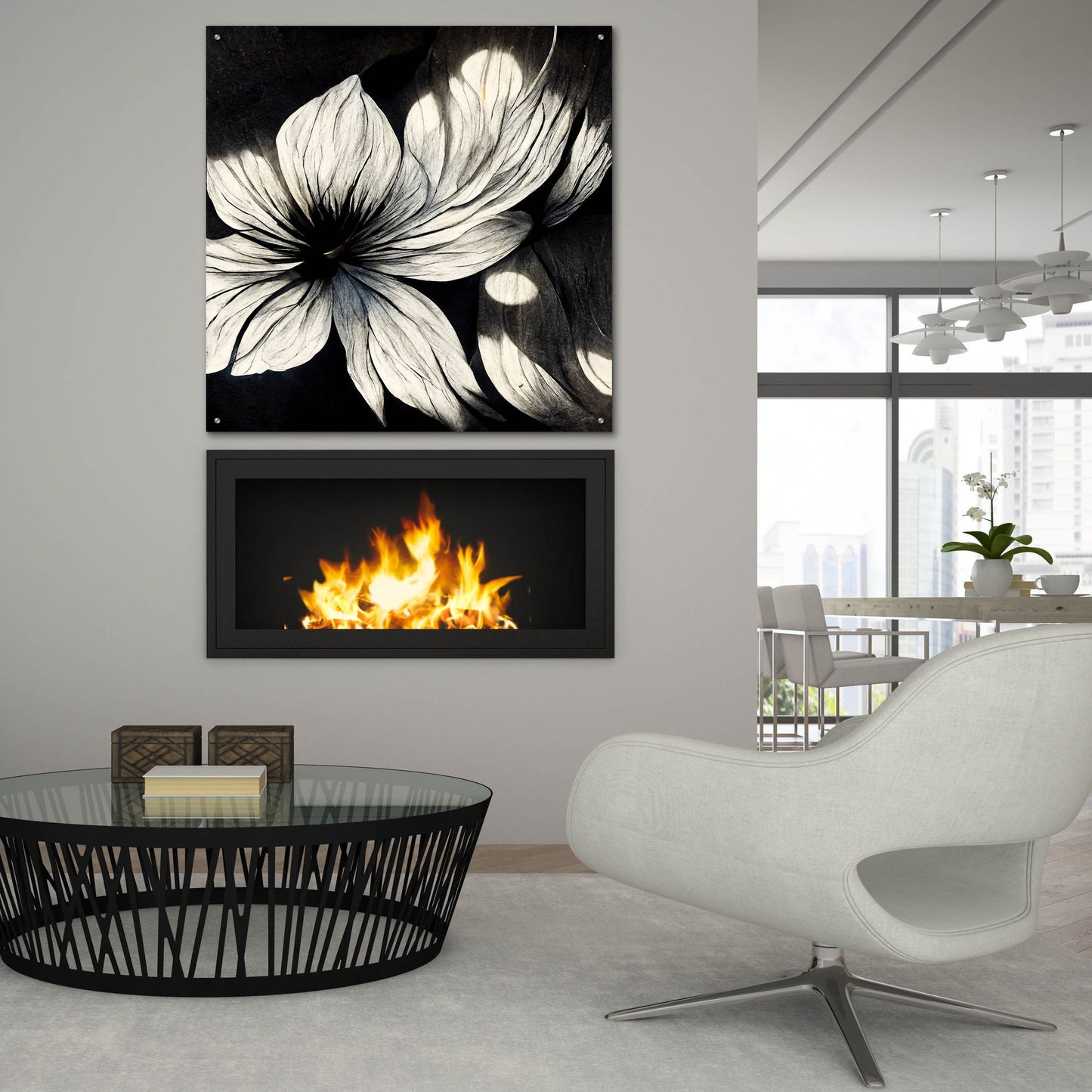 Epic Art 'Flowers Black White 1' by Ray Heere, Acrylic Glass Wall Art,36x36