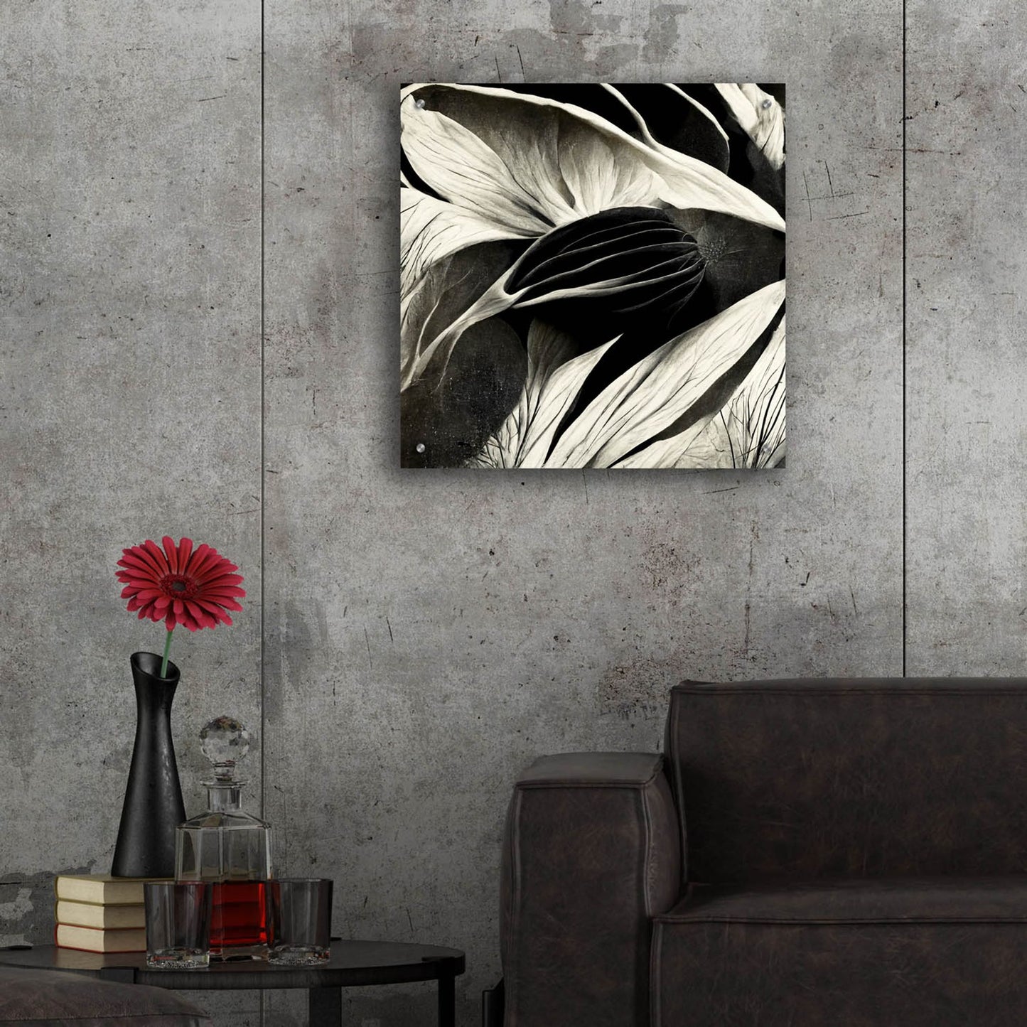 Epic Art 'Flowers Black White 2' by Ray Heere, Acrylic Glass Wall Art,24x24