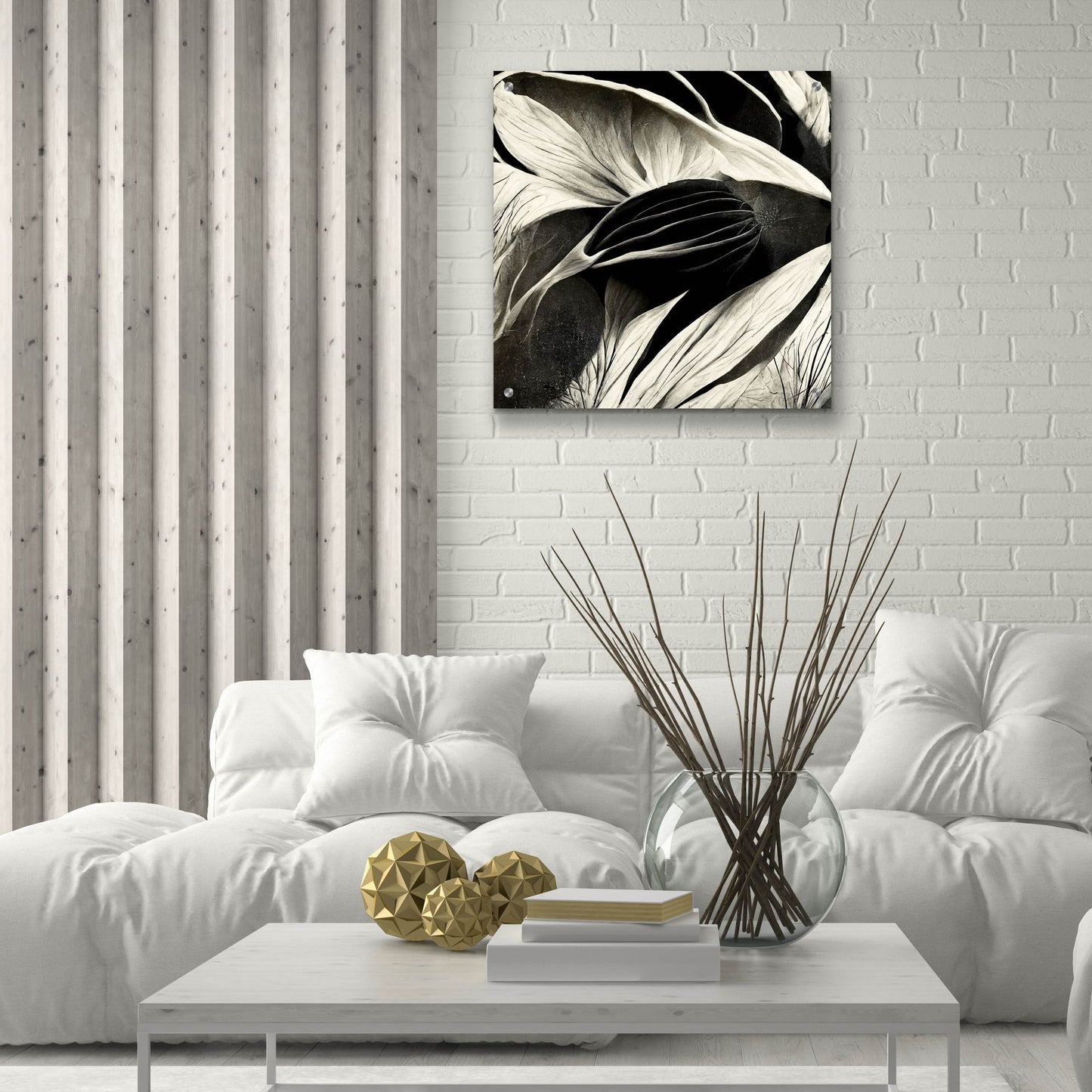 Epic Art 'Flowers Black White 2' by Ray Heere, Acrylic Glass Wall Art,24x24