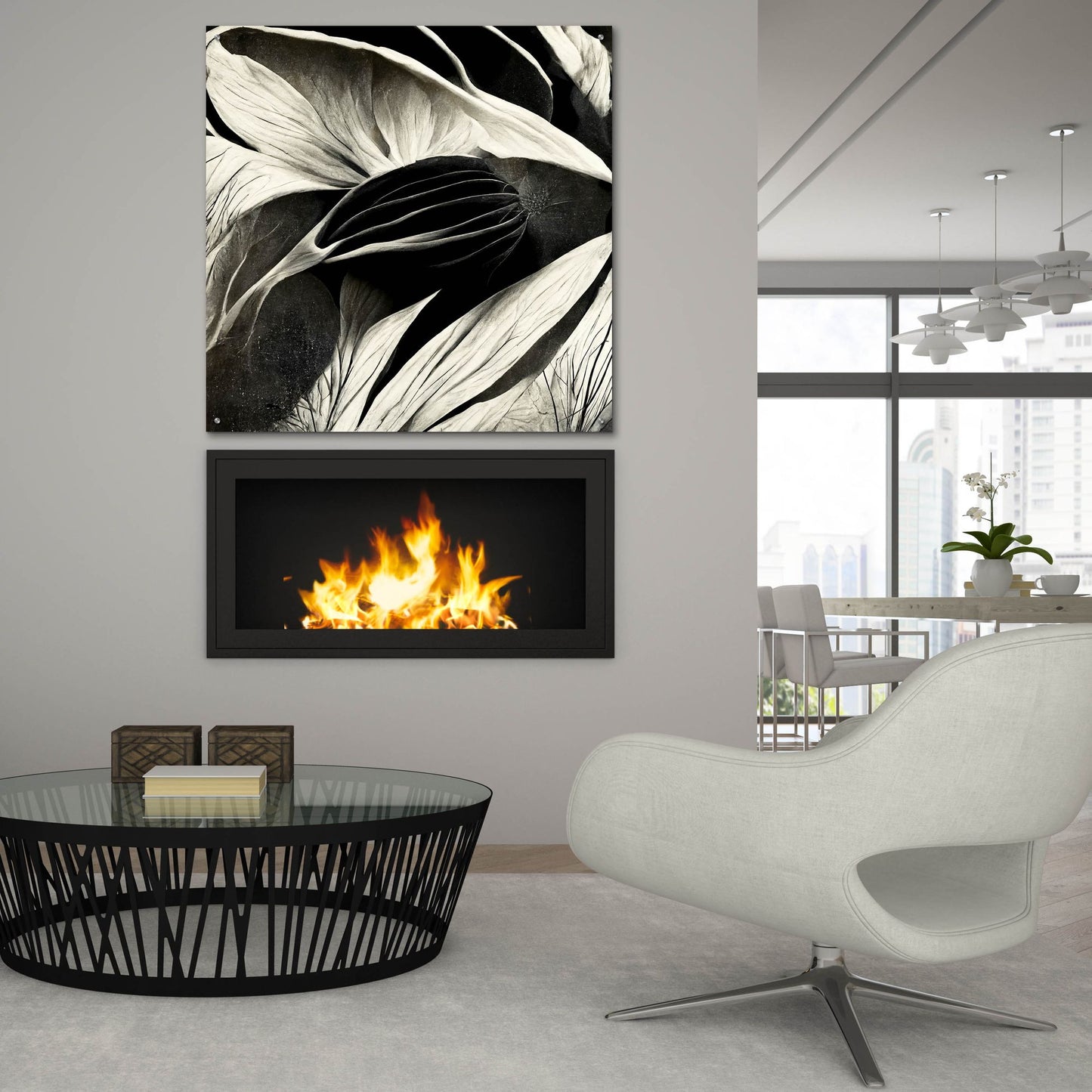 Epic Art 'Flowers Black White 2' by Ray Heere, Acrylic Glass Wall Art,36x36