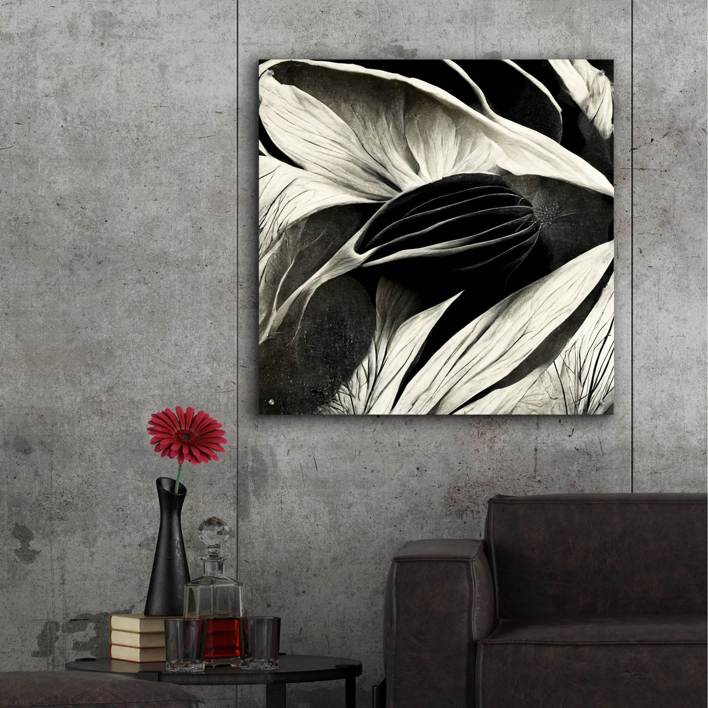 Epic Art 'Flowers Black White 2' by Ray Heere, Acrylic Glass Wall Art,36x36