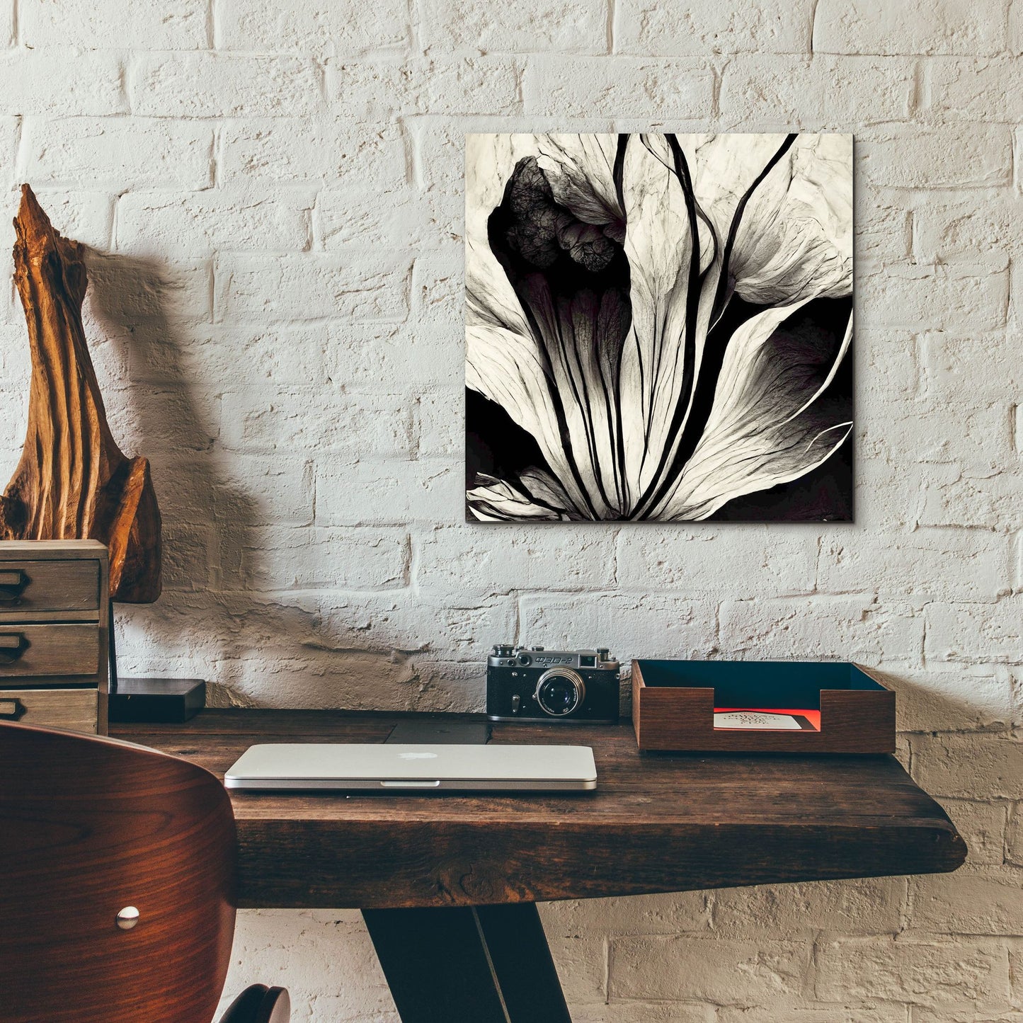 Epic Art 'Flowers Black White 3' by Ray Heere, Acrylic Glass Wall Art,12x12