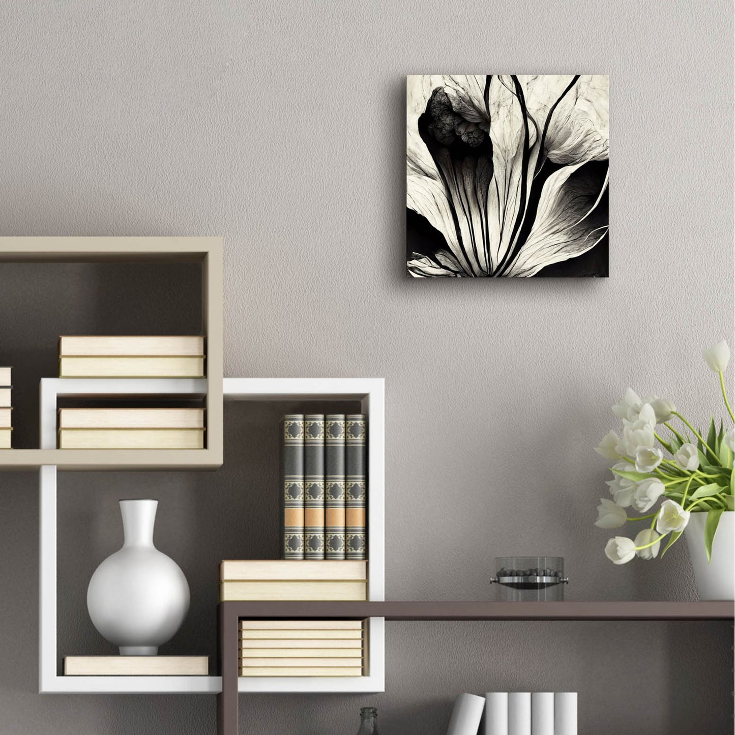 Epic Art 'Flowers Black White 3' by Ray Heere, Acrylic Glass Wall Art,12x12