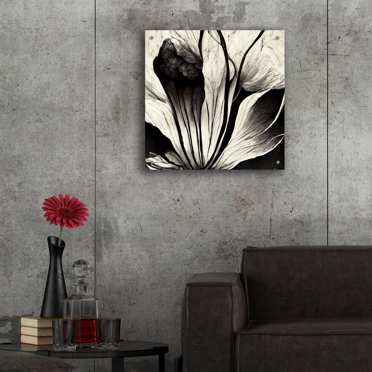 Epic Art 'Flowers Black White 3' by Ray Heere, Acrylic Glass Wall Art,24x24