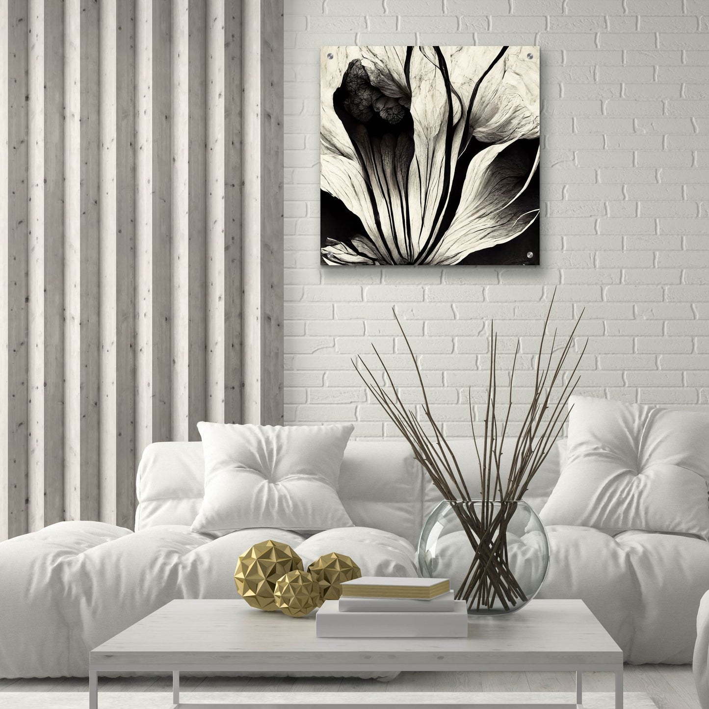 Epic Art 'Flowers Black White 3' by Ray Heere, Acrylic Glass Wall Art,24x24