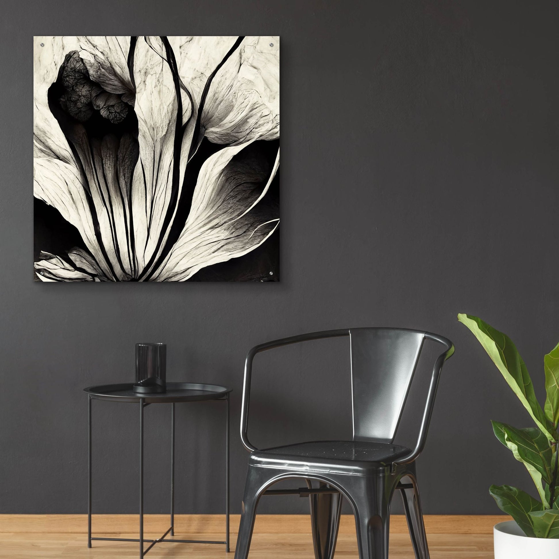 Epic Art 'Flowers Black White 3' by Ray Heere, Acrylic Glass Wall Art,36x36