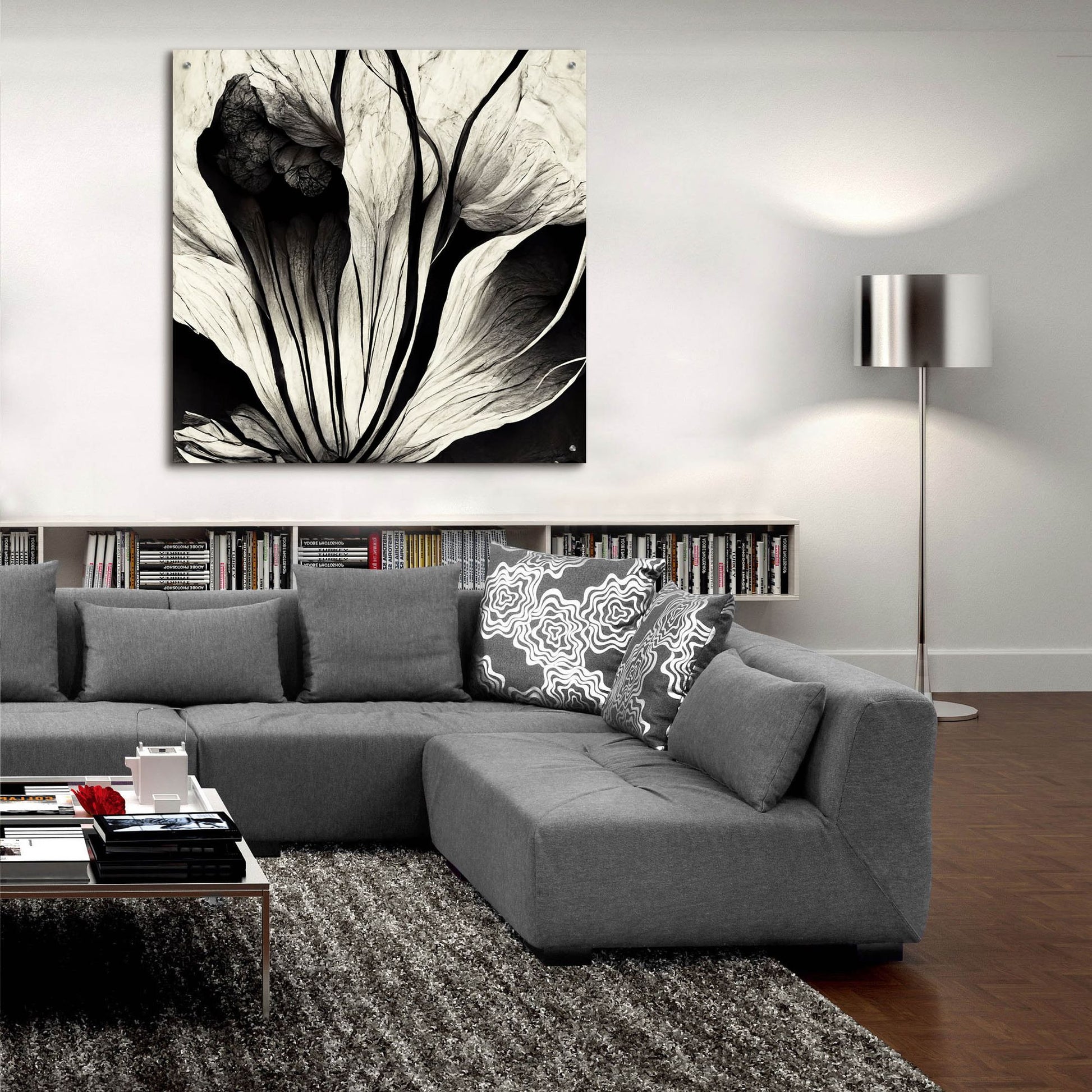 Epic Art 'Flowers Black White 3' by Ray Heere, Acrylic Glass Wall Art,36x36