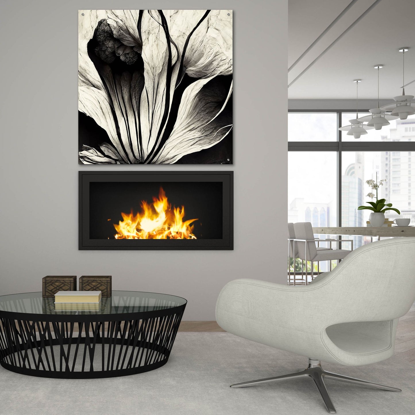 Epic Art 'Flowers Black White 3' by Ray Heere, Acrylic Glass Wall Art,36x36