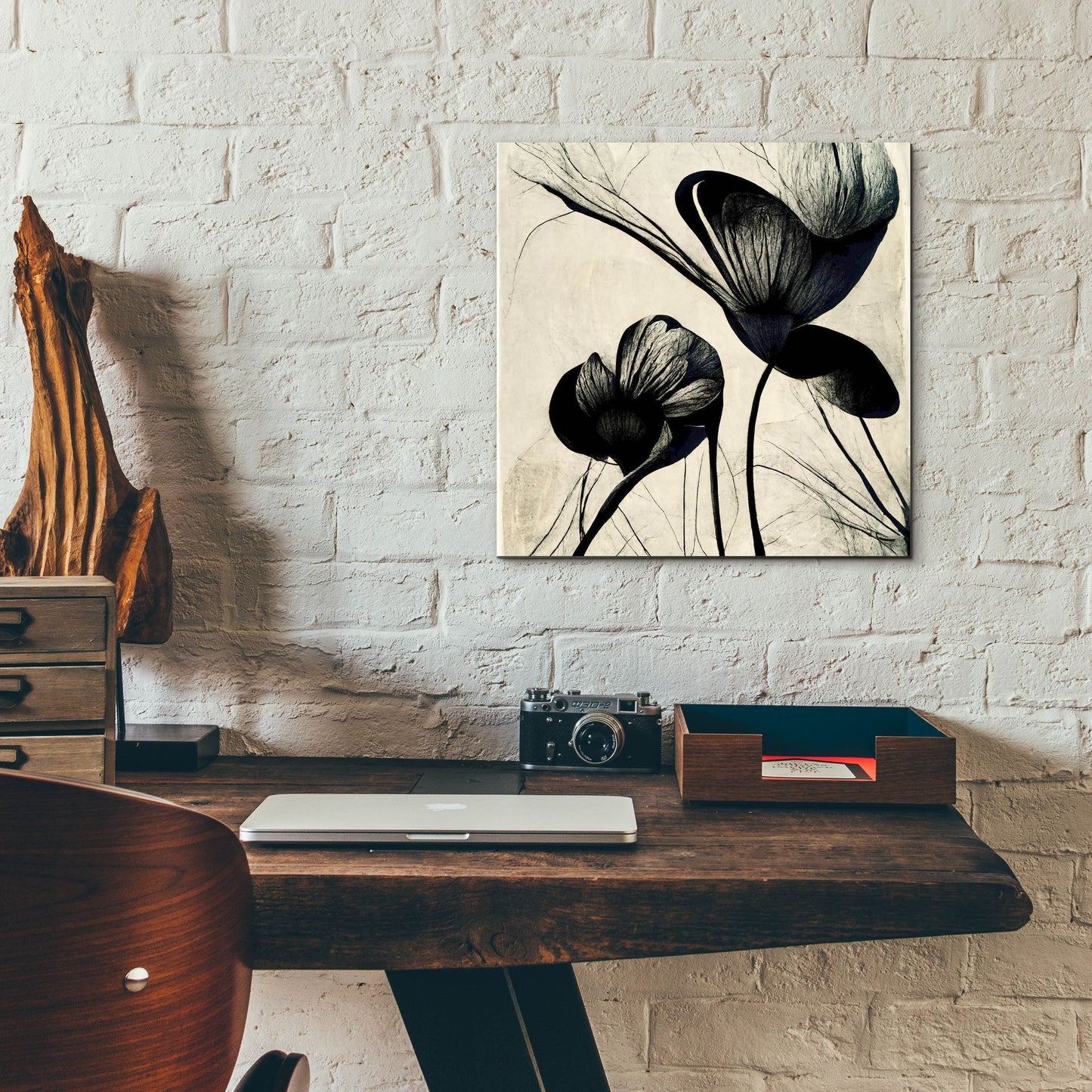 Epic Art 'Flowers Black White 4' by Ray Heere, Acrylic Glass Wall Art,12x12