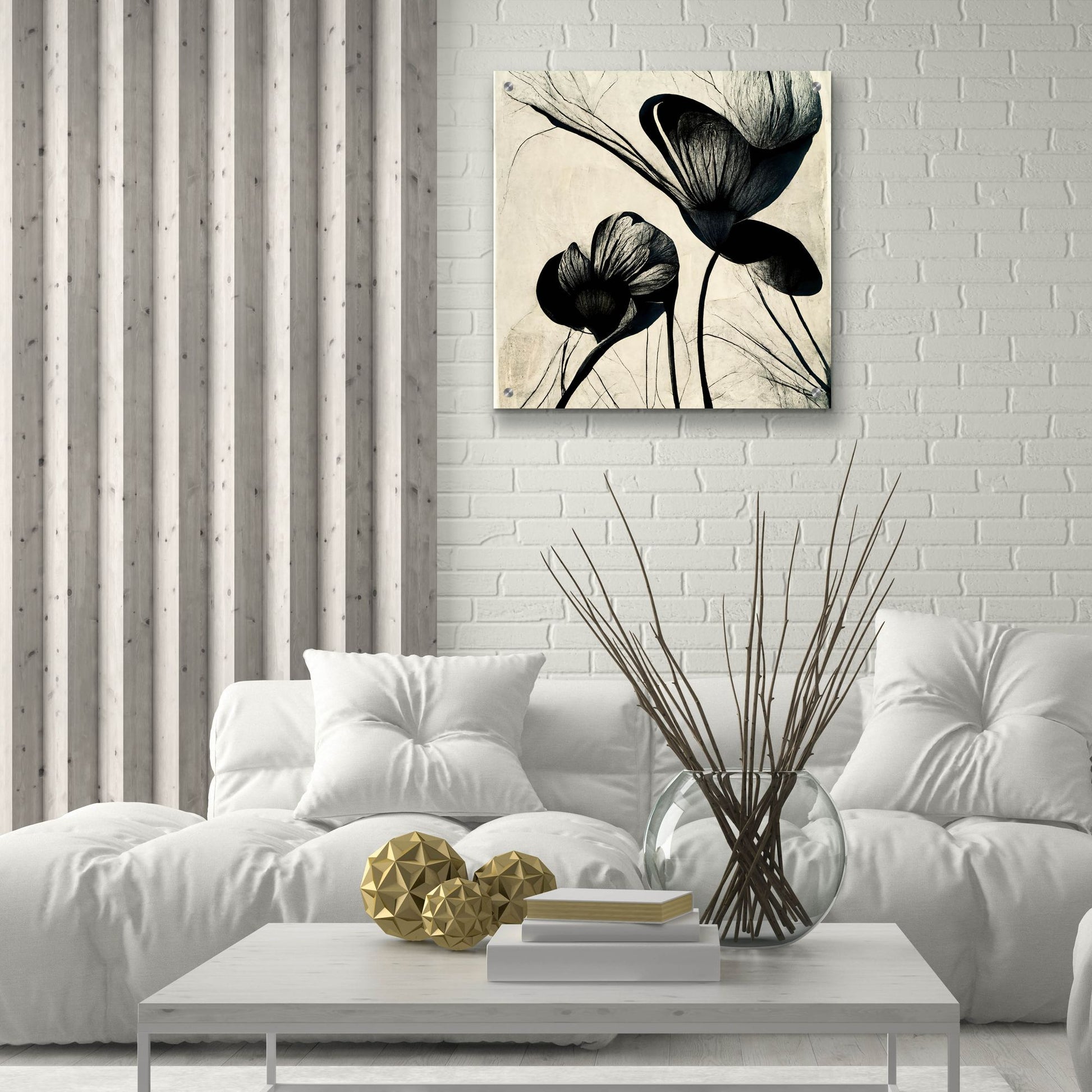 Epic Art 'Flowers Black White 4' by Ray Heere, Acrylic Glass Wall Art,24x24