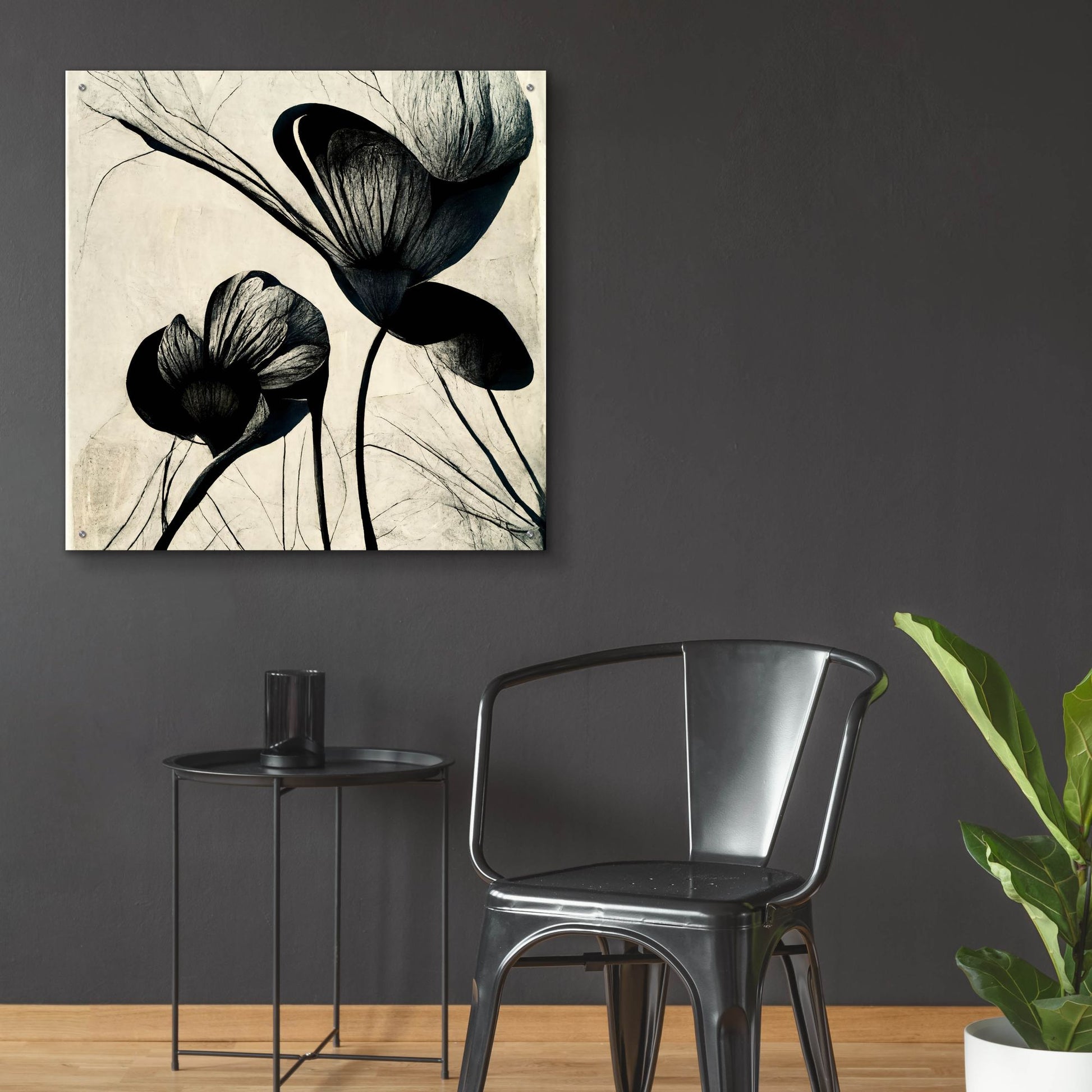 Epic Art 'Flowers Black White 4' by Ray Heere, Acrylic Glass Wall Art,36x36