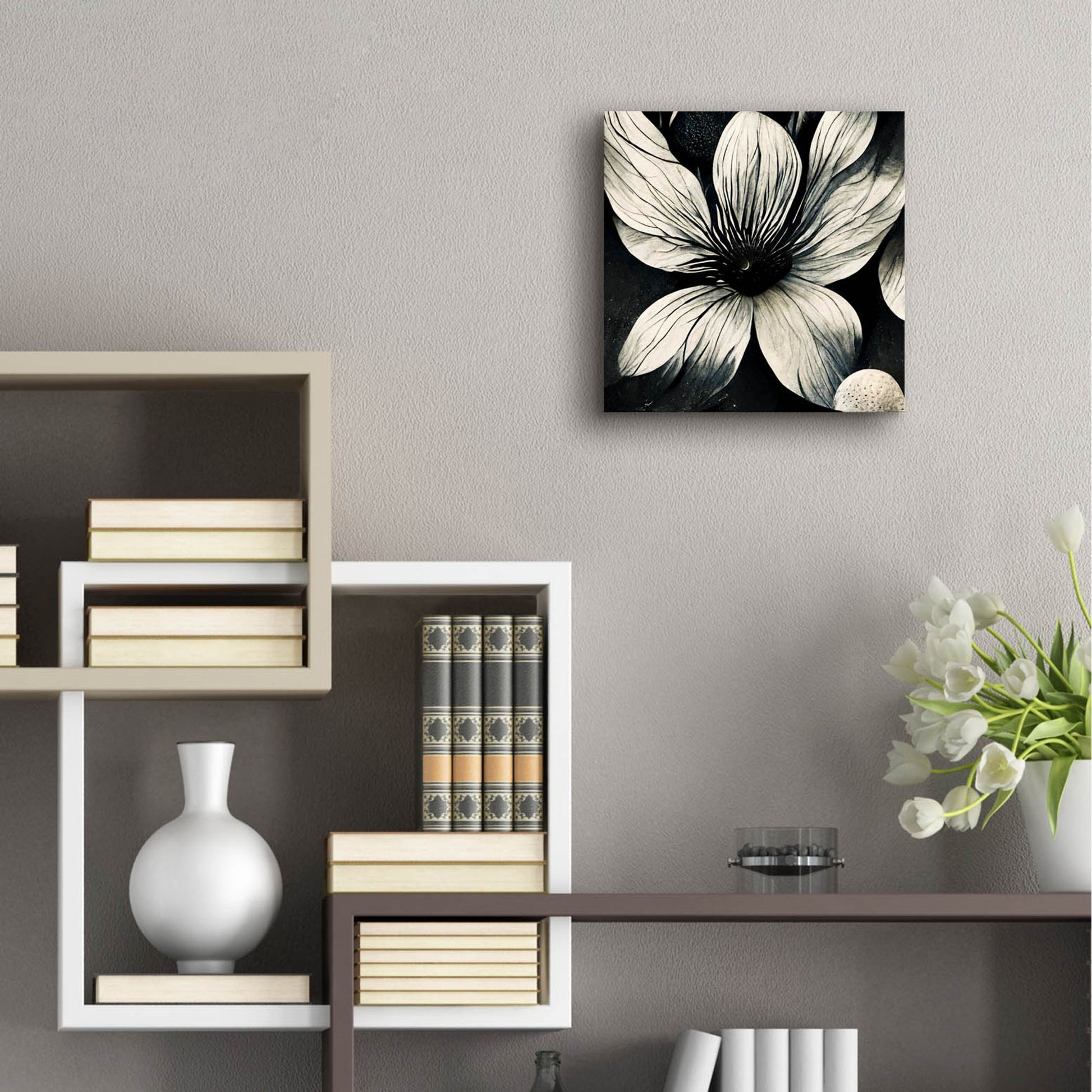 Epic Art 'Flowers Black White 5' by Ray Heere, Acrylic Glass Wall Art,12x12