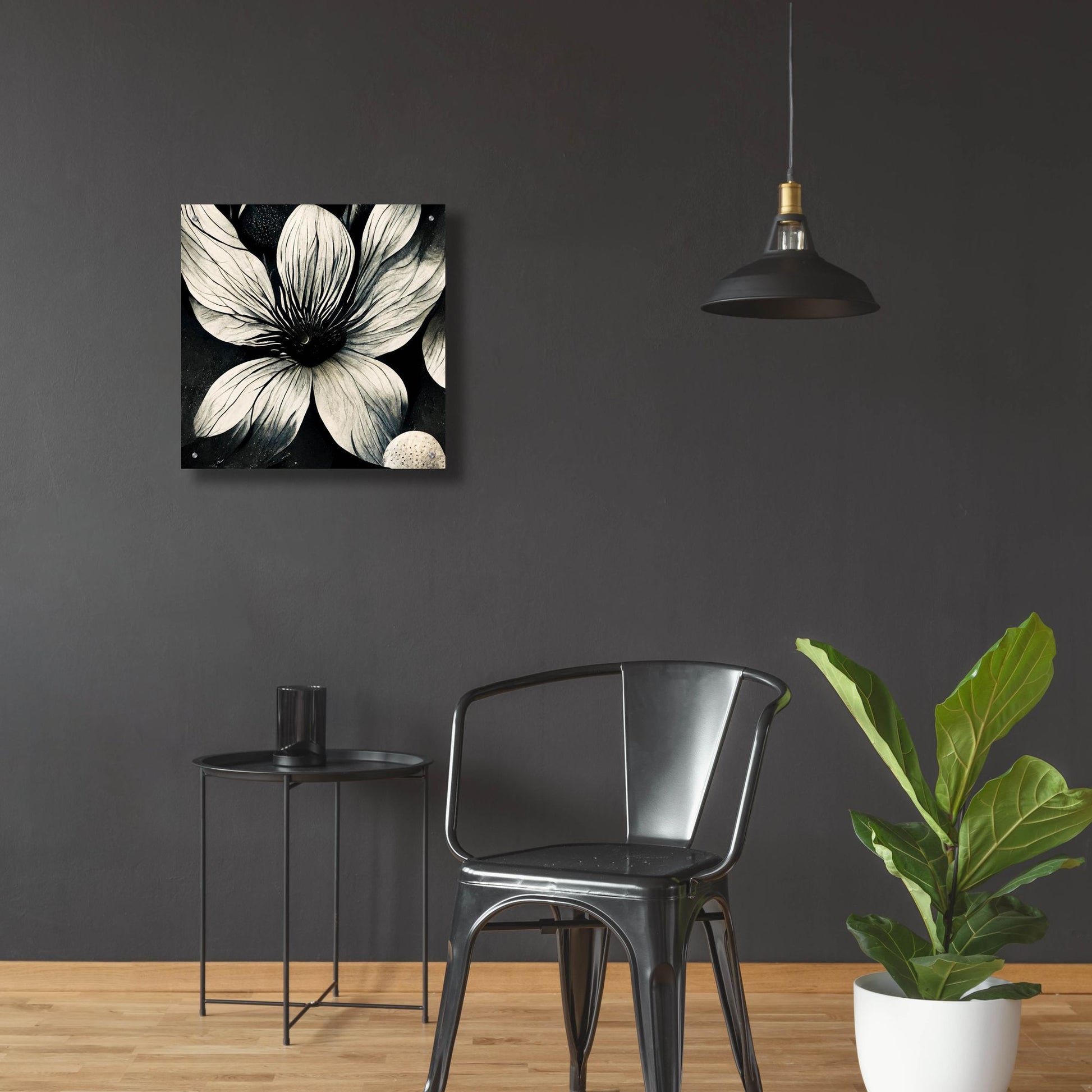 Epic Art 'Flowers Black White 5' by Ray Heere, Acrylic Glass Wall Art,24x24