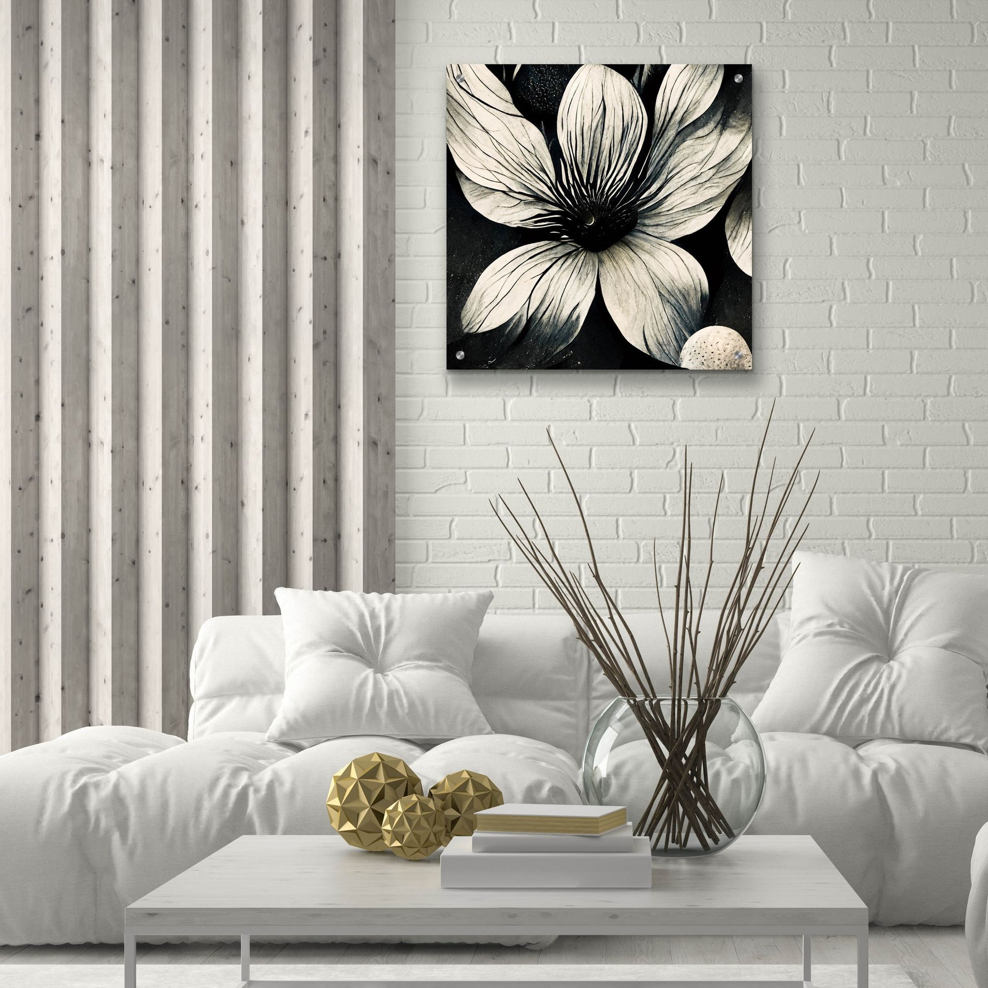 Epic Art 'Flowers Black White 5' by Ray Heere, Acrylic Glass Wall Art,24x24