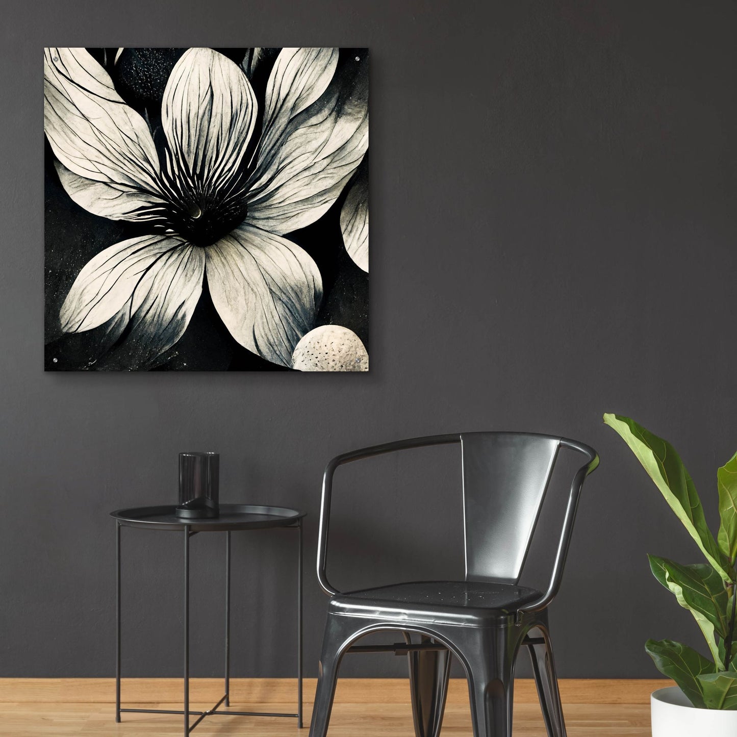 Epic Art 'Flowers Black White 5' by Ray Heere, Acrylic Glass Wall Art,36x36