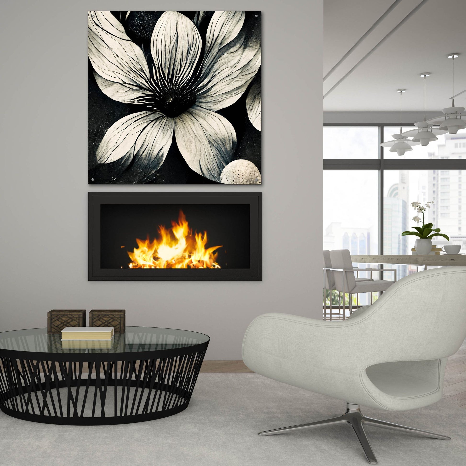 Epic Art 'Flowers Black White 5' by Ray Heere, Acrylic Glass Wall Art,36x36