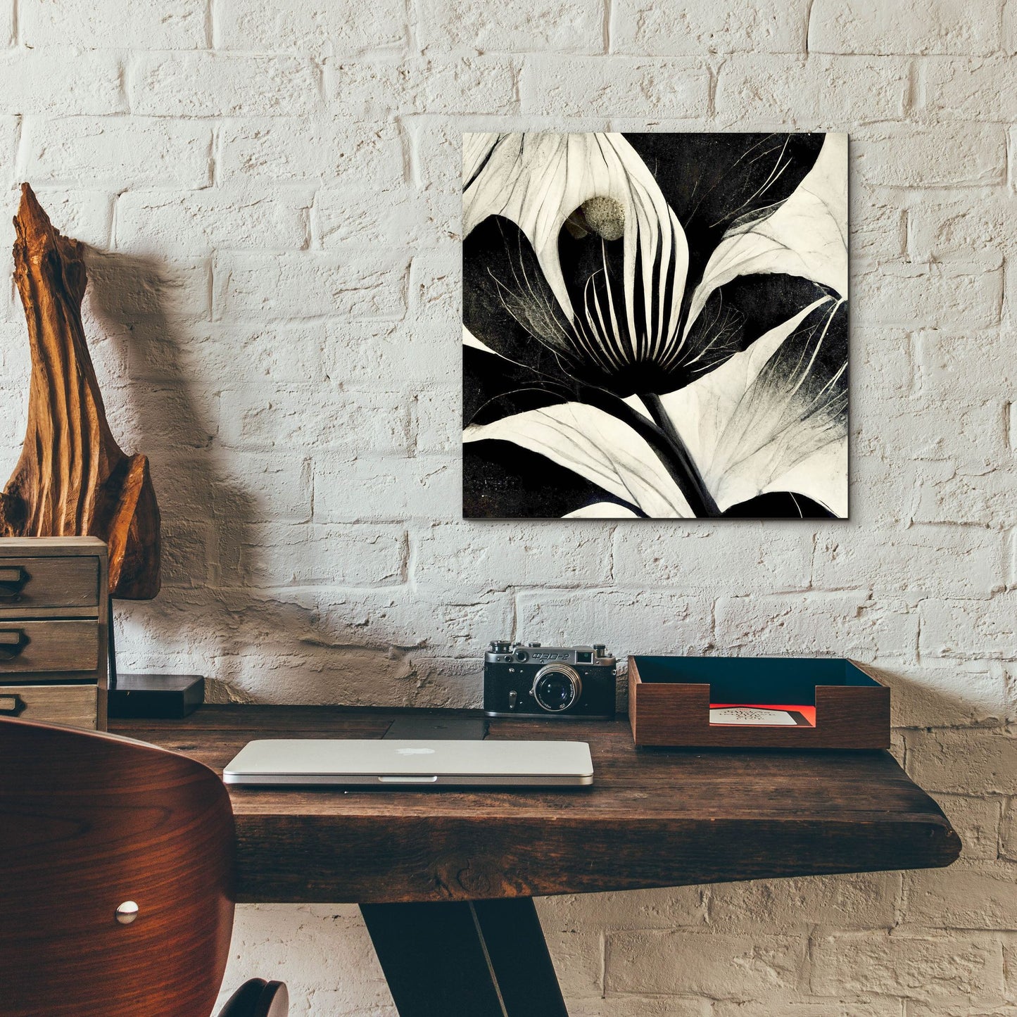 Epic Art 'Flowers Black White 6' by Ray Heere, Acrylic Glass Wall Art,12x12