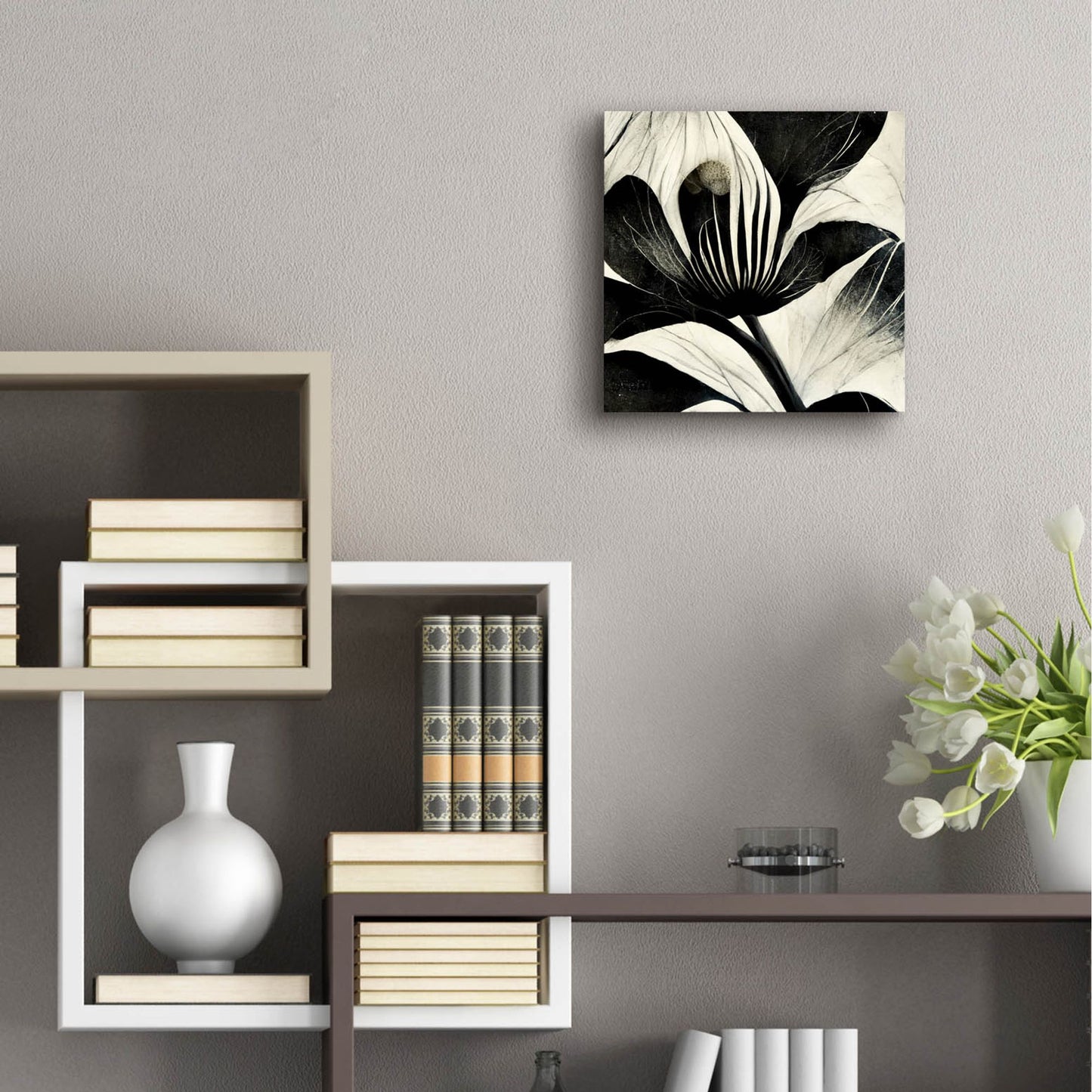 Epic Art 'Flowers Black White 6' by Ray Heere, Acrylic Glass Wall Art,12x12