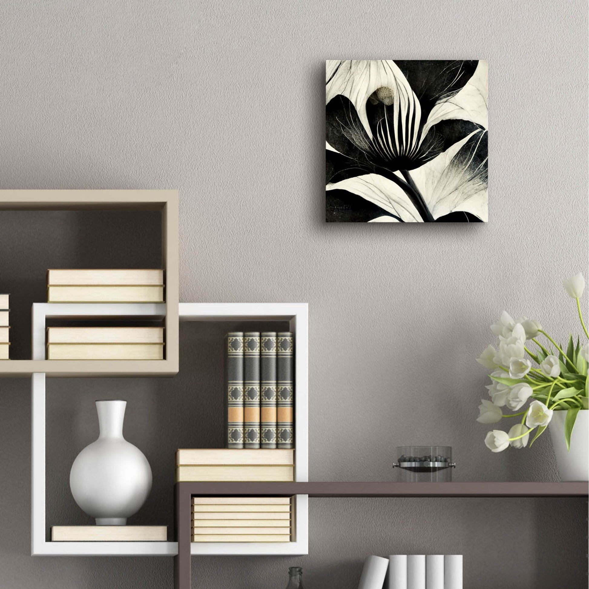 Epic Art 'Flowers Black White 6' by Ray Heere, Acrylic Glass Wall Art,12x12