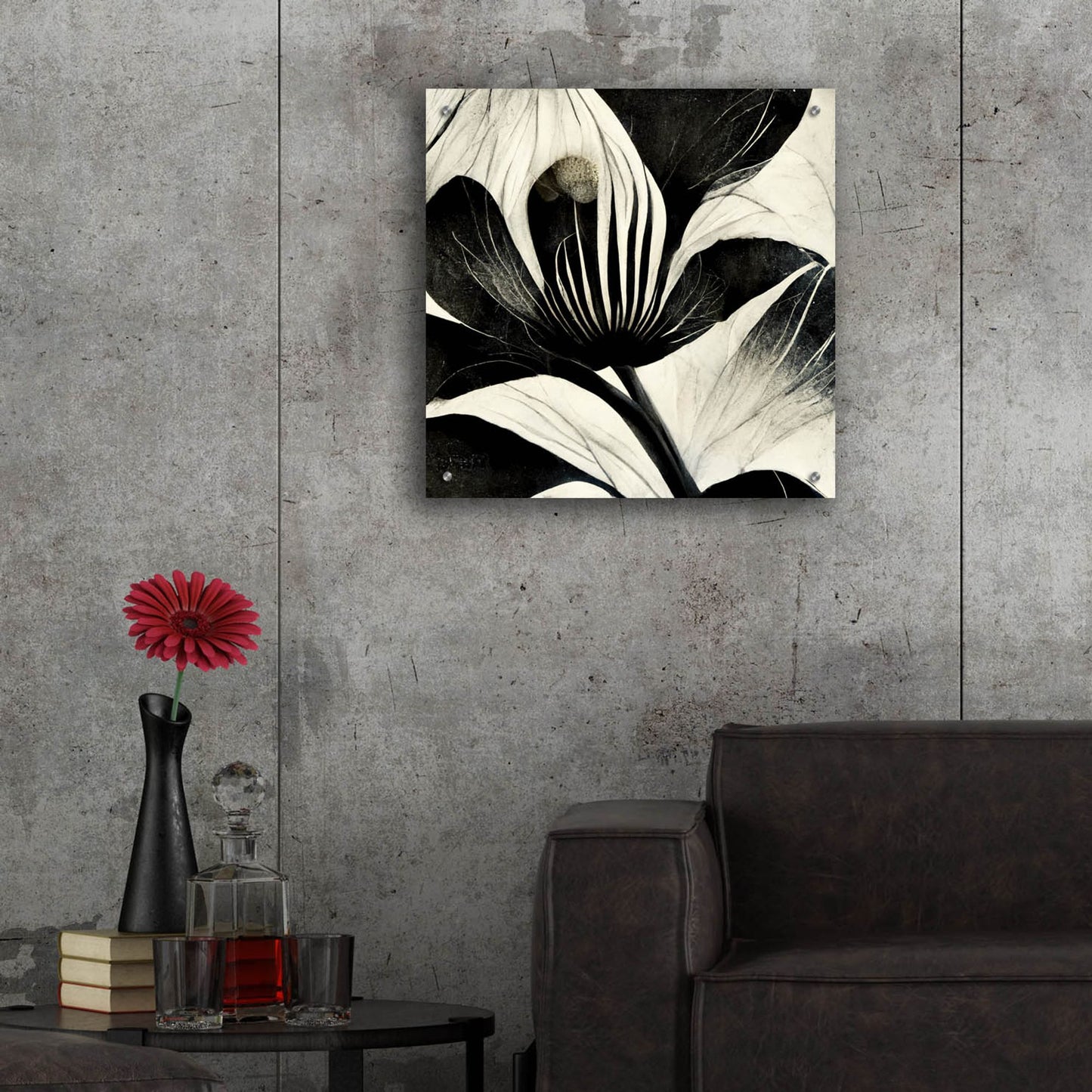 Epic Art 'Flowers Black White 6' by Ray Heere, Acrylic Glass Wall Art,24x24