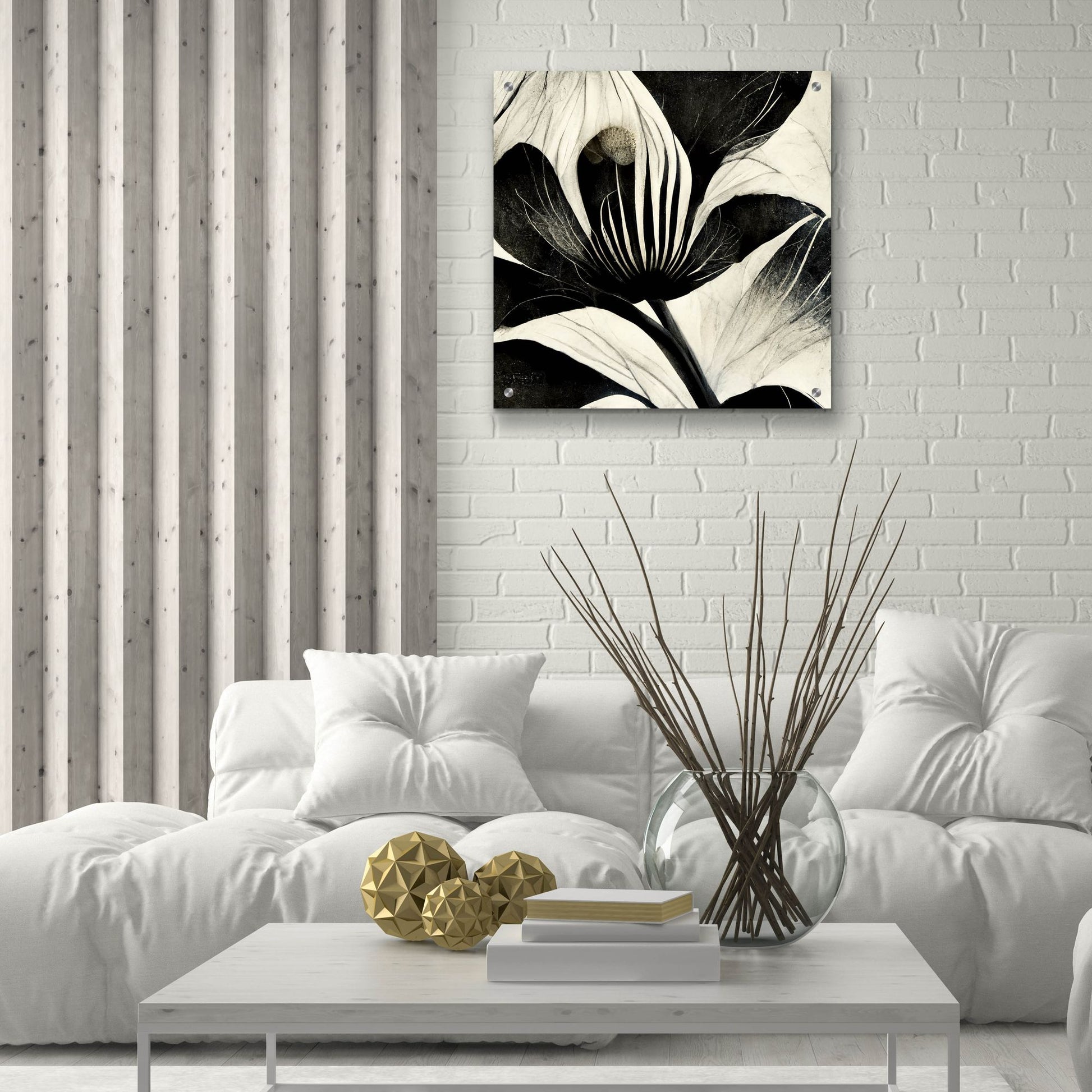 Epic Art 'Flowers Black White 6' by Ray Heere, Acrylic Glass Wall Art,24x24