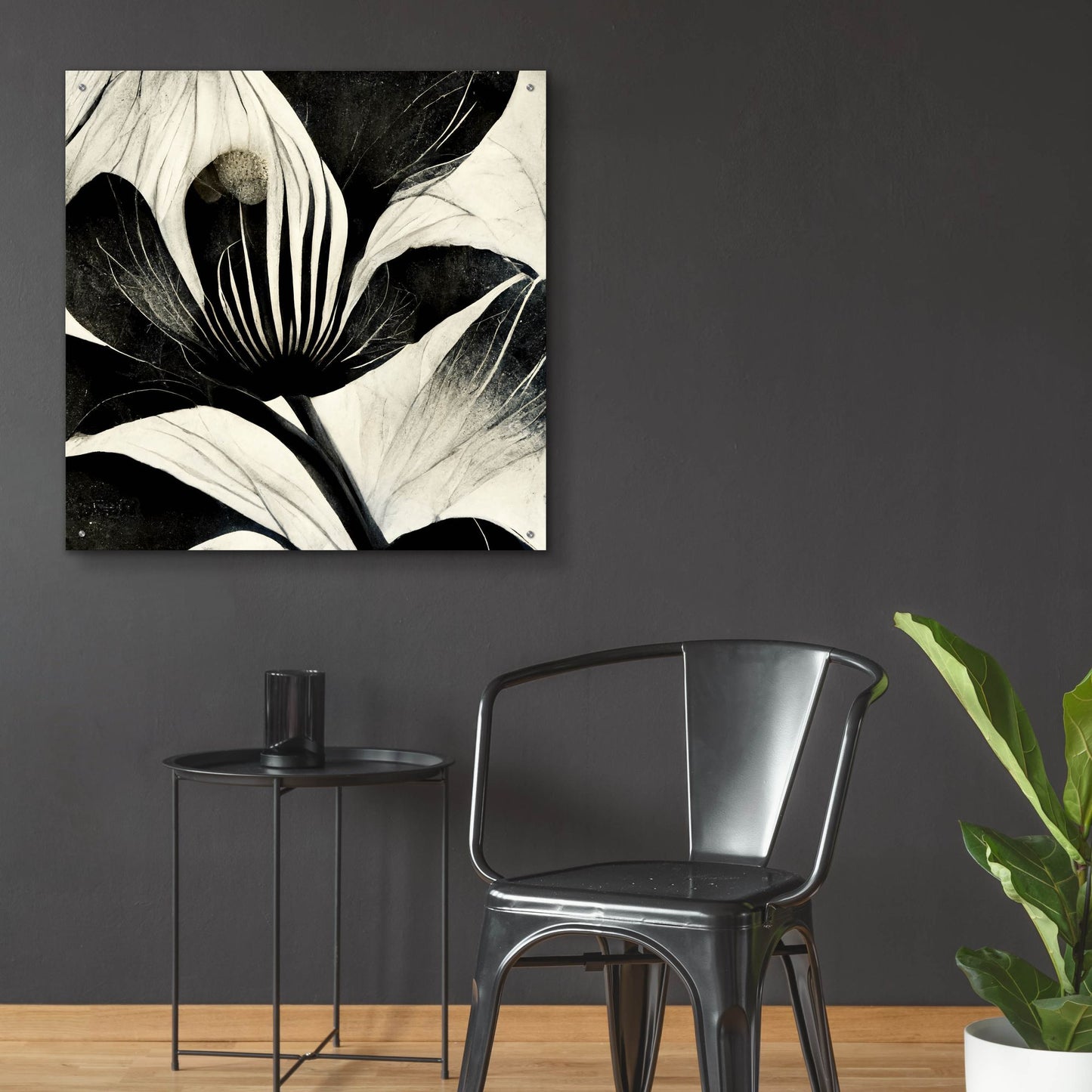 Epic Art 'Flowers Black White 6' by Ray Heere, Acrylic Glass Wall Art,36x36