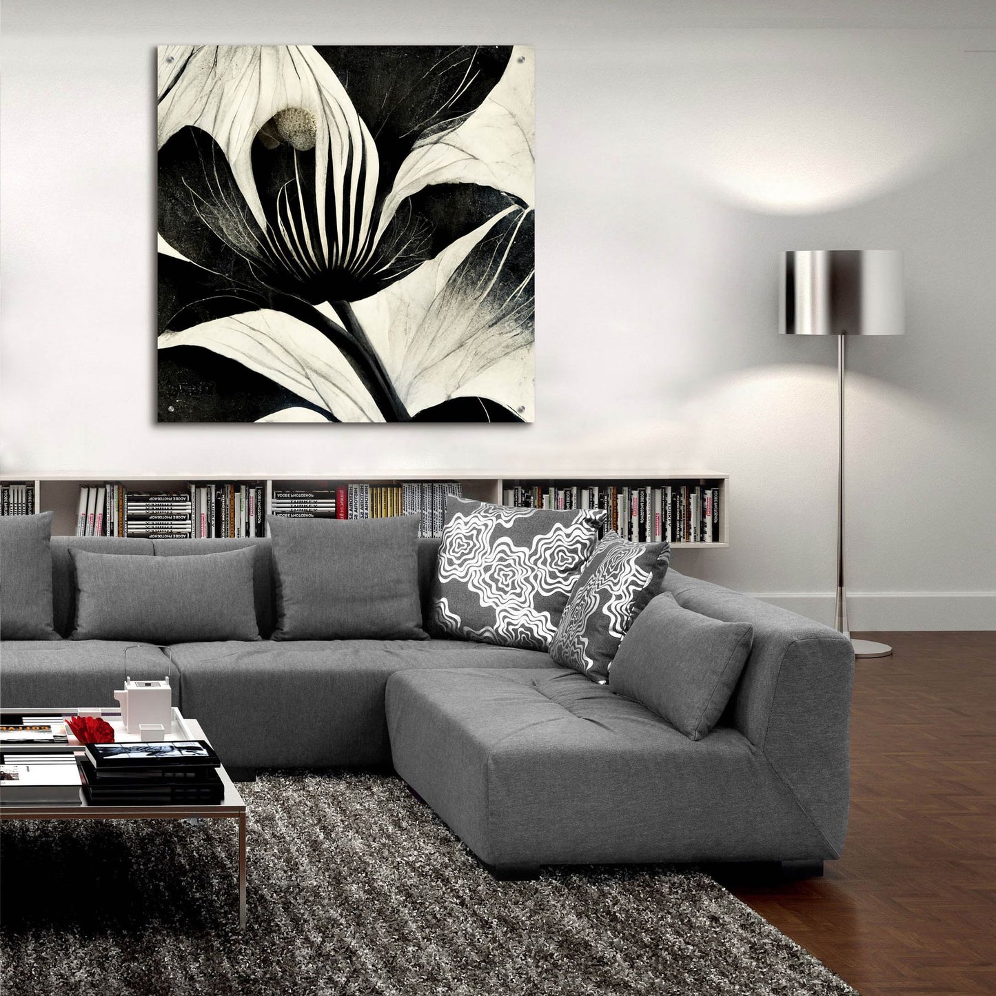 Epic Art 'Flowers Black White 6' by Ray Heere, Acrylic Glass Wall Art,36x36