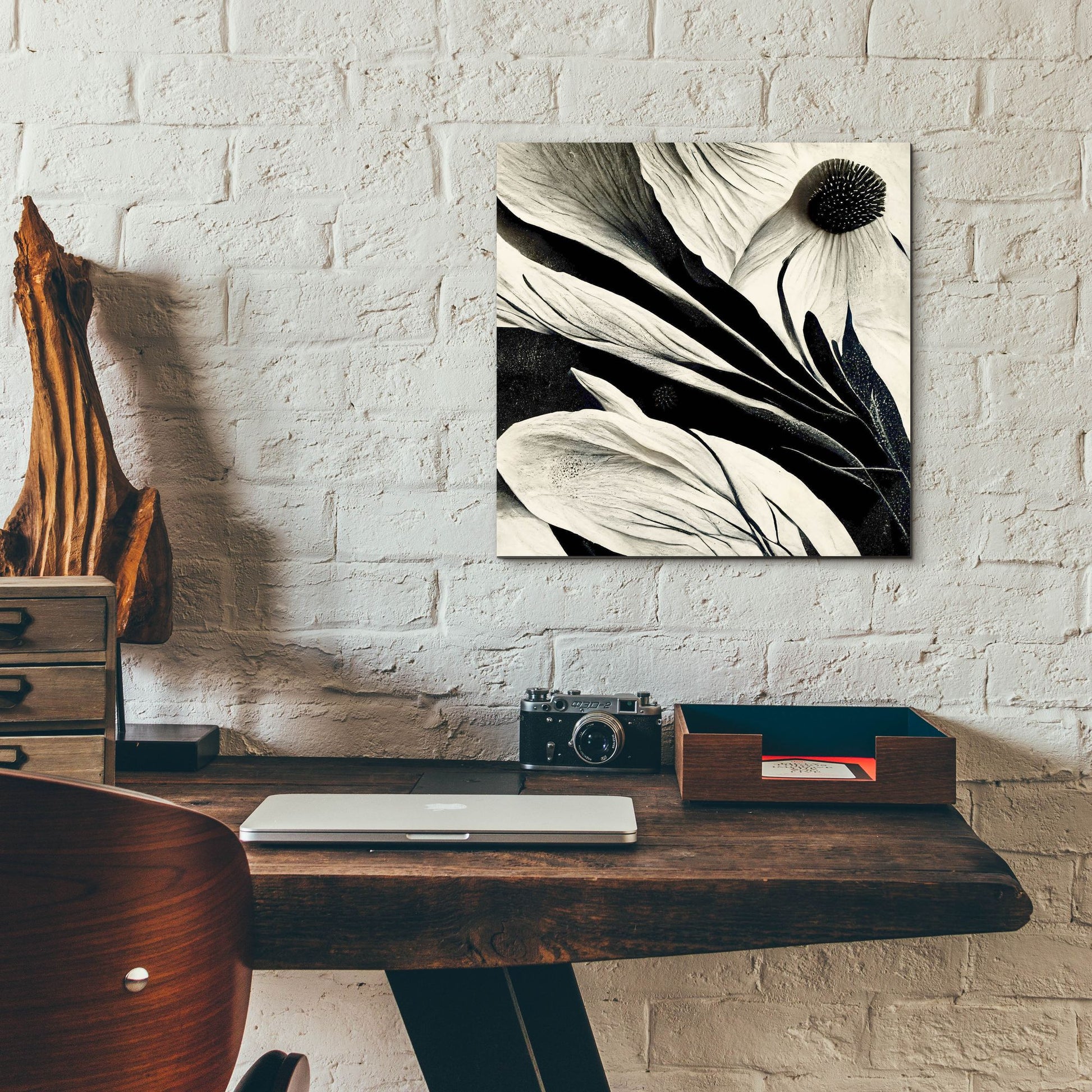 Epic Art 'Flowers Black White 7' by Ray Heere, Acrylic Glass Wall Art,12x12