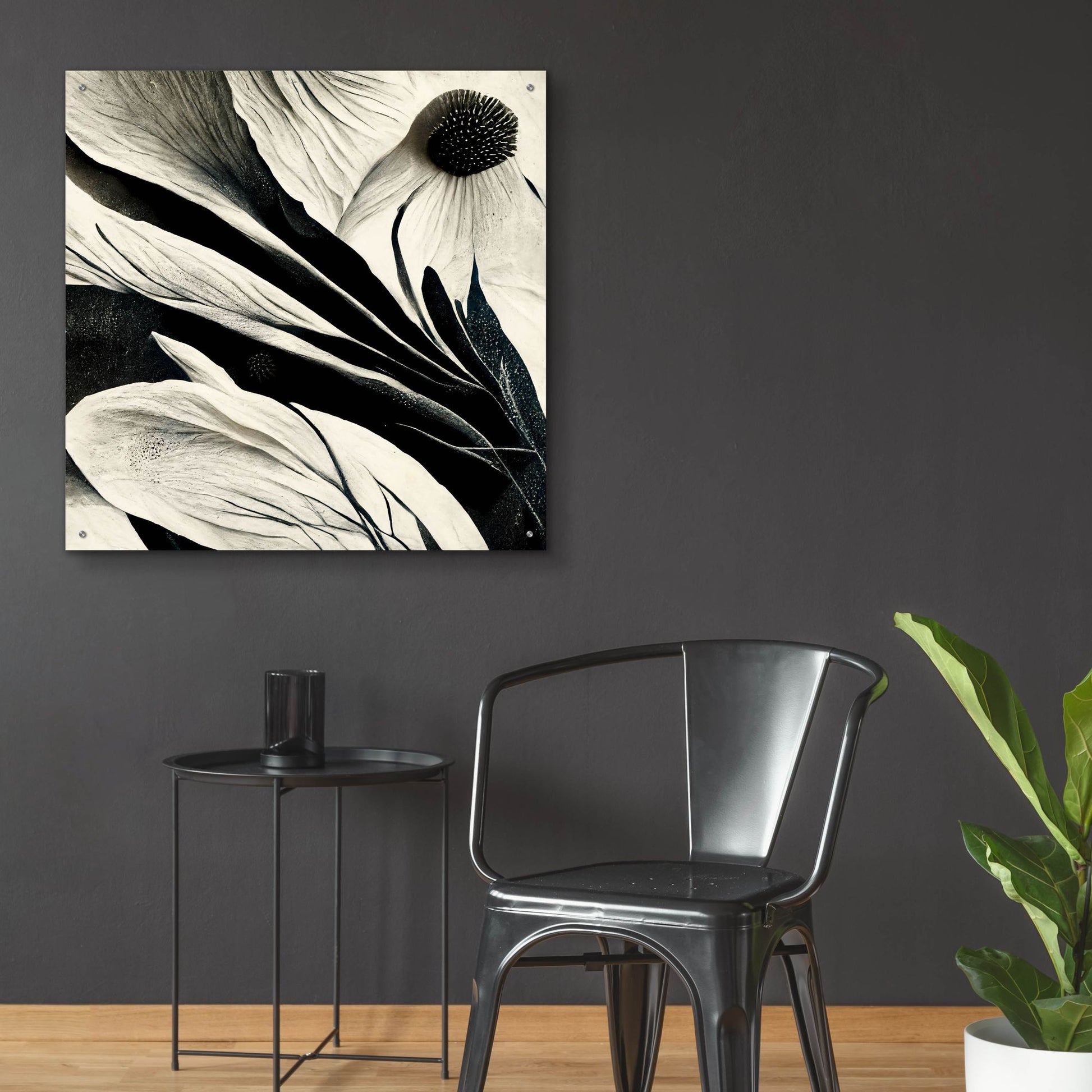 Epic Art 'Flowers Black White 7' by Ray Heere, Acrylic Glass Wall Art,36x36