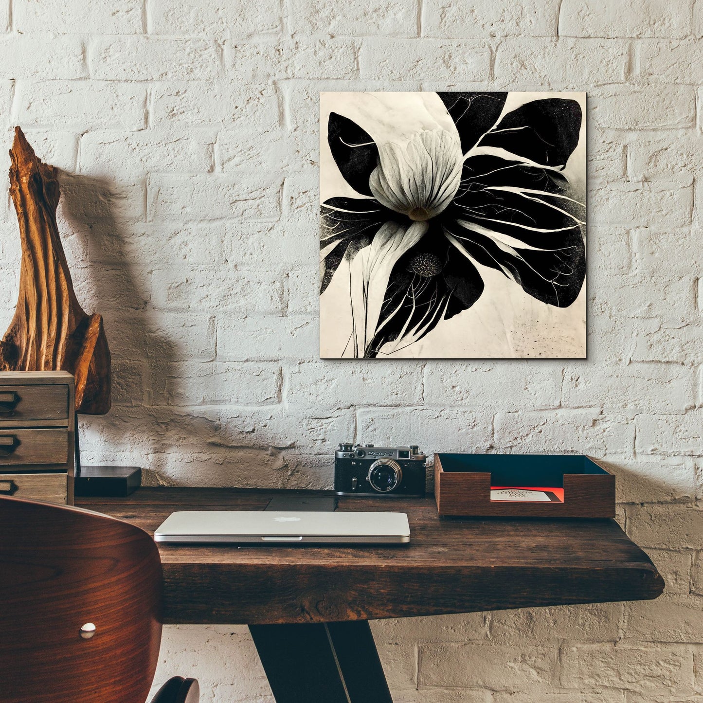 Epic Art 'Flowers Black White 8' by Ray Heere, Acrylic Glass Wall Art,12x12