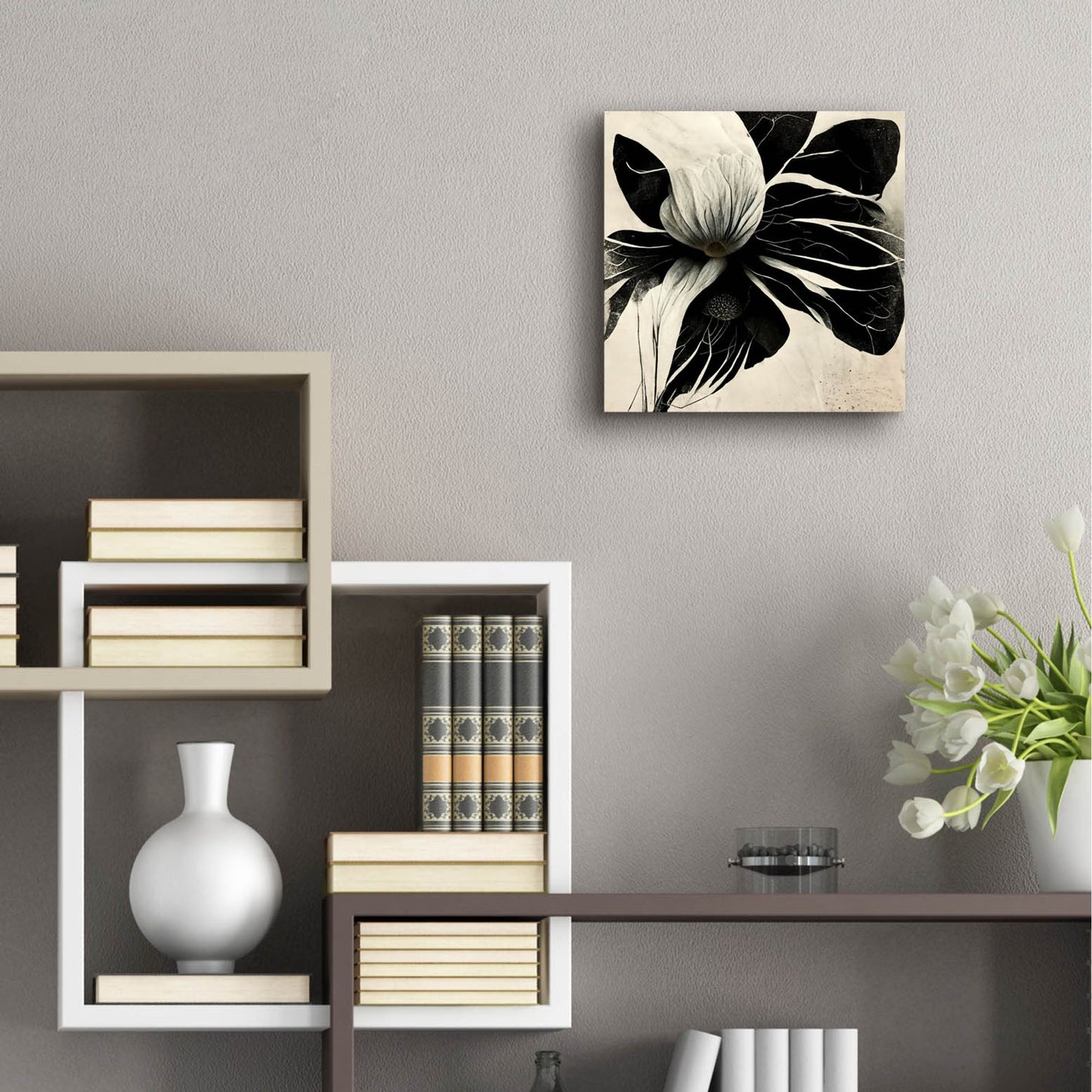 Epic Art 'Flowers Black White 8' by Ray Heere, Acrylic Glass Wall Art,12x12