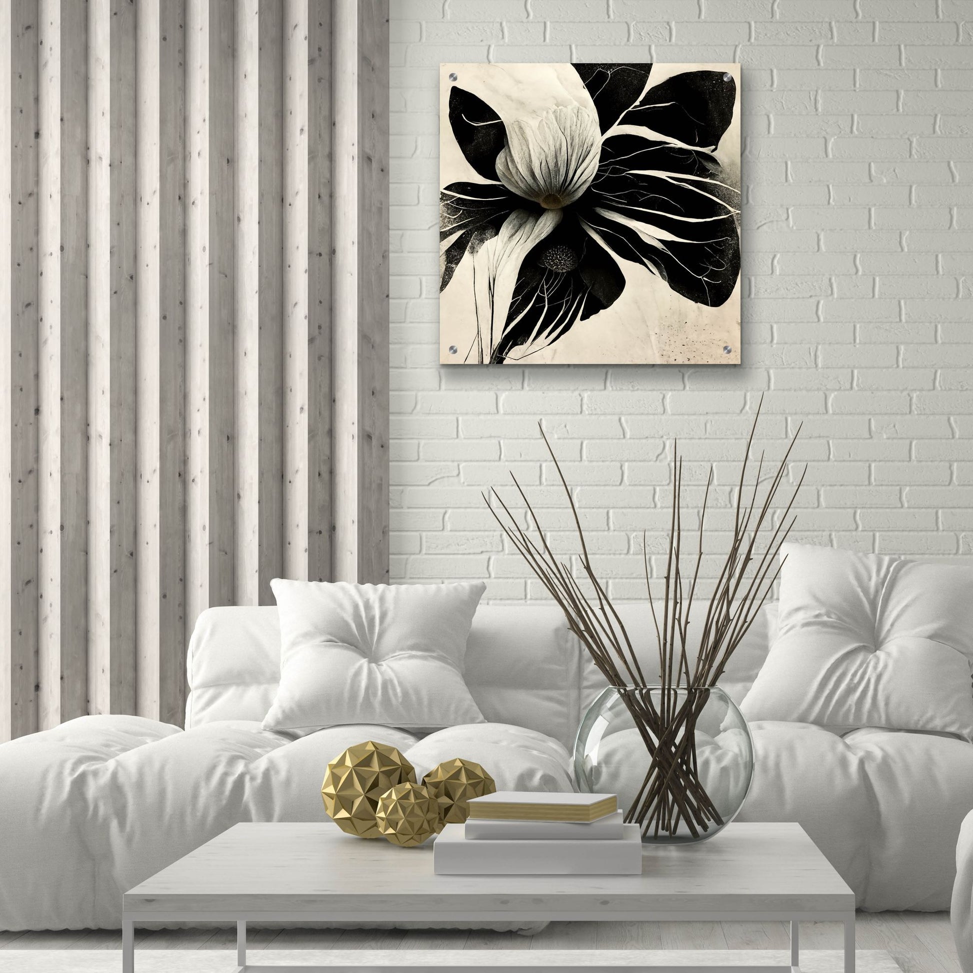 Epic Art 'Flowers Black White 8' by Ray Heere, Acrylic Glass Wall Art,24x24