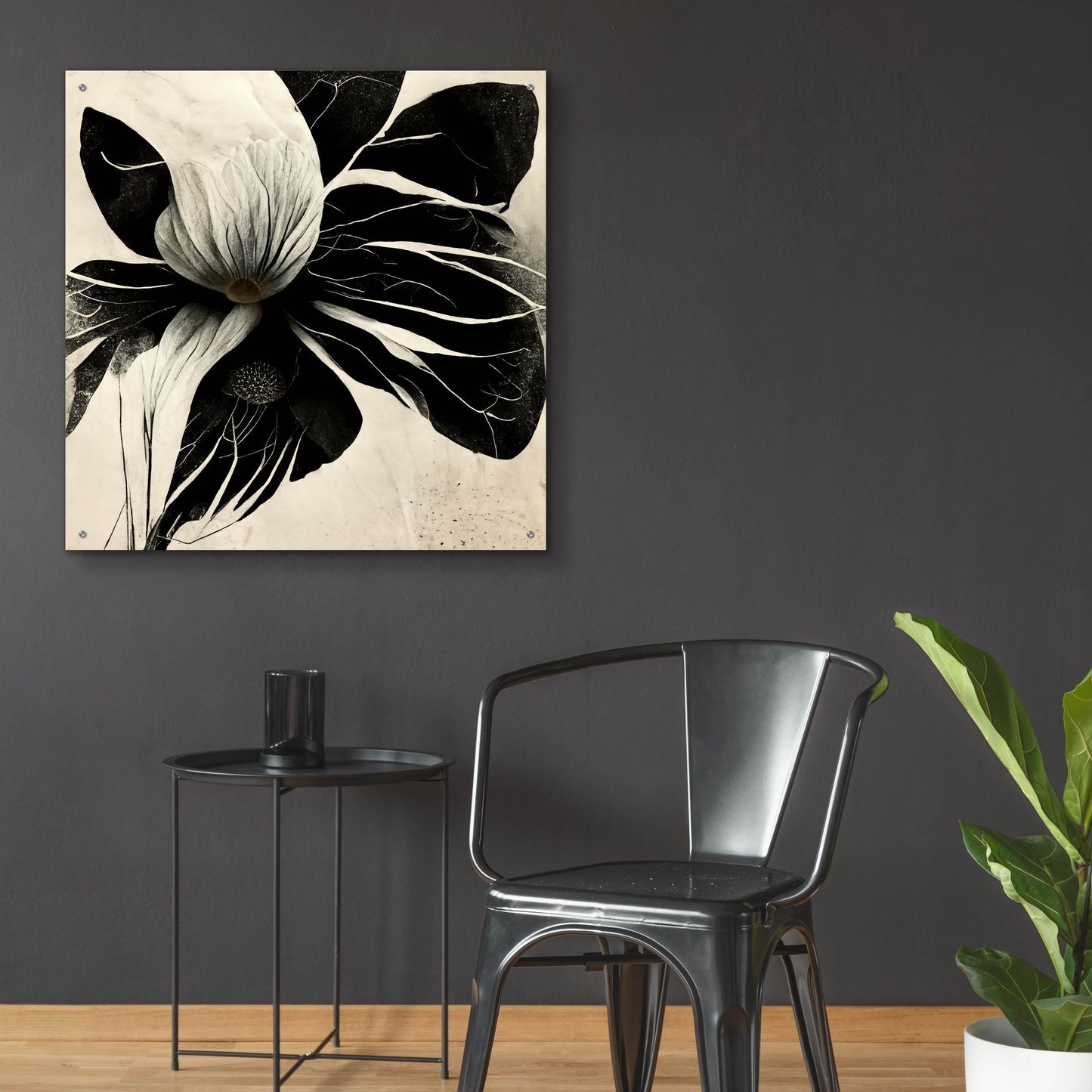 Epic Art 'Flowers Black White 8' by Ray Heere, Acrylic Glass Wall Art,36x36