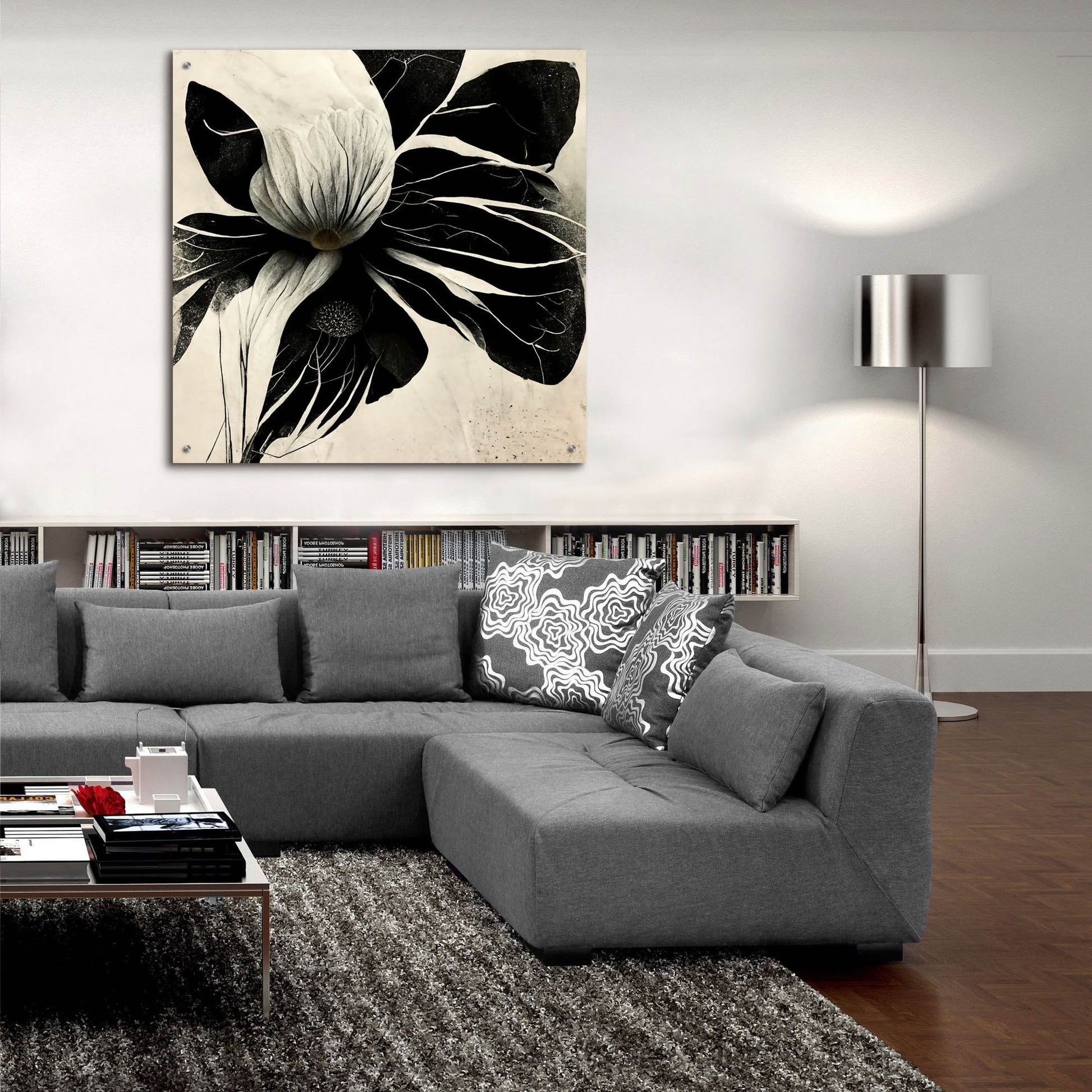 Epic Art 'Flowers Black White 8' by Ray Heere, Acrylic Glass Wall Art,36x36