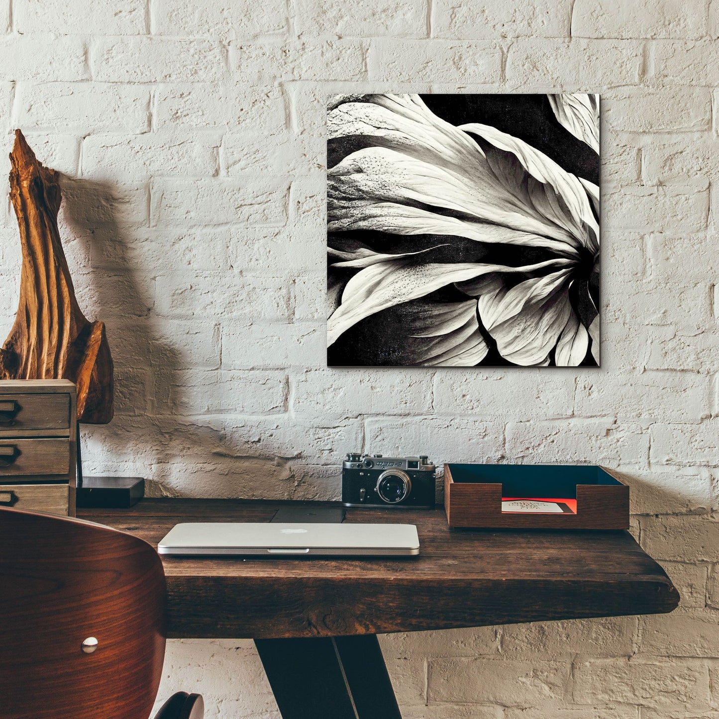 Epic Art 'Flowers Black White 9' by Ray Heere, Acrylic Glass Wall Art,12x12