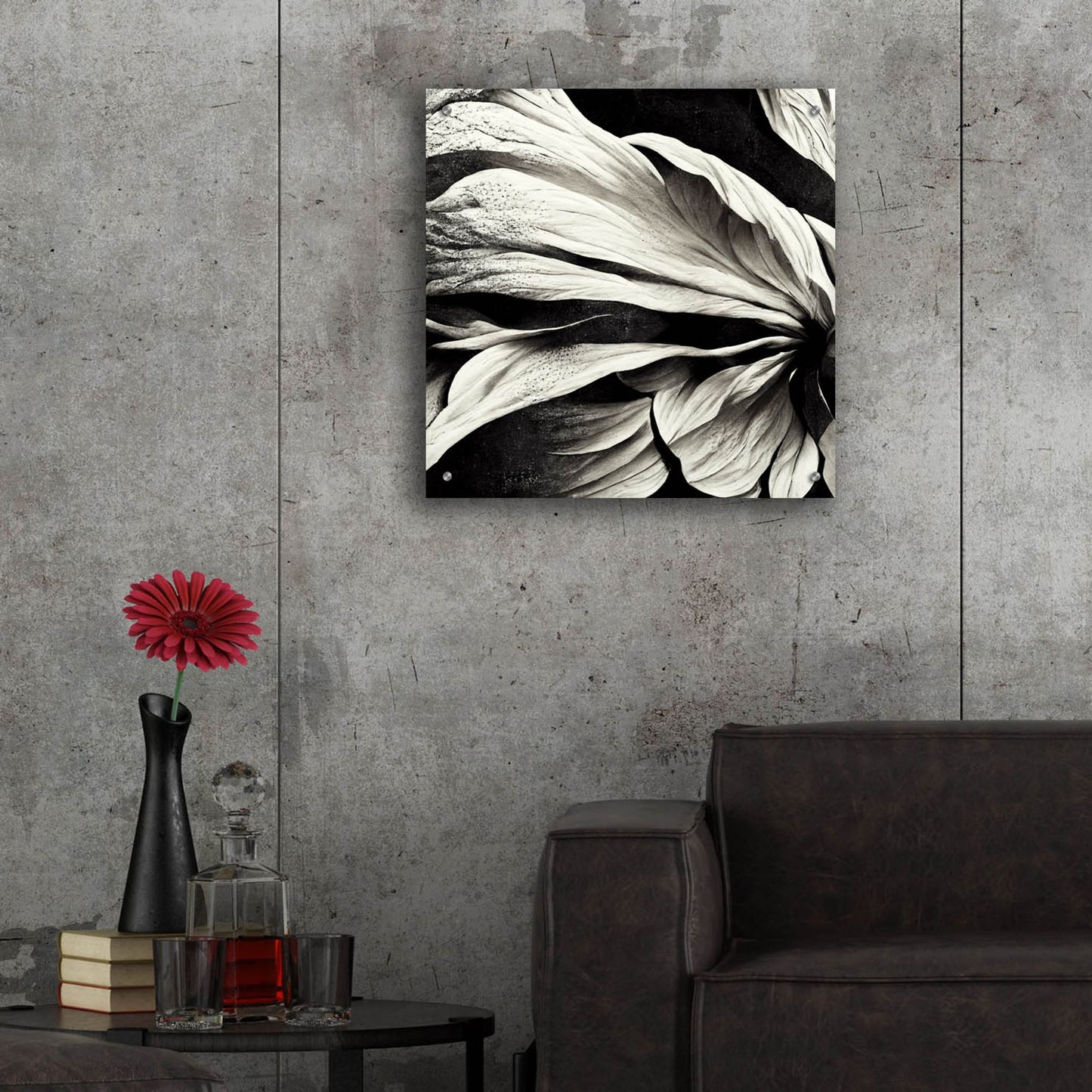 Epic Art 'Flowers Black White 9' by Ray Heere, Acrylic Glass Wall Art,24x24