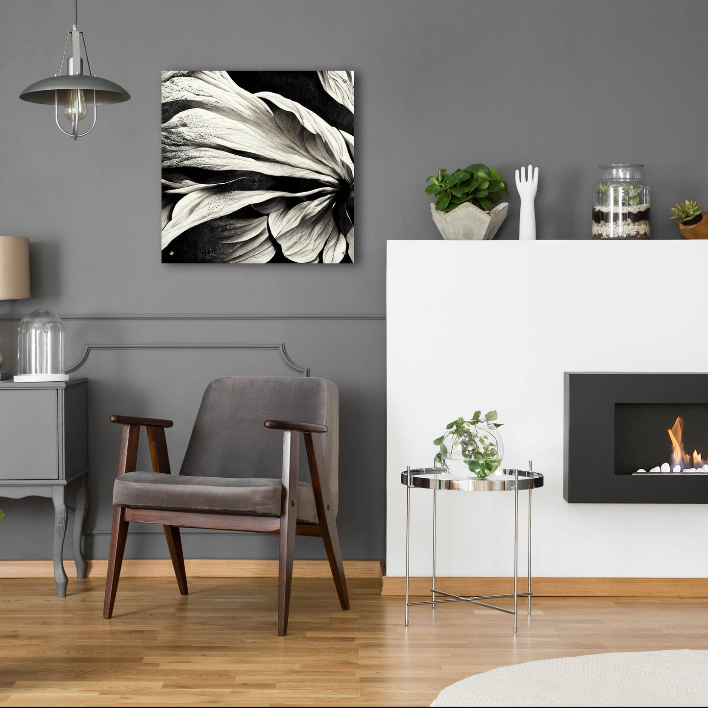 Epic Art 'Flowers Black White 9' by Ray Heere, Acrylic Glass Wall Art,24x24