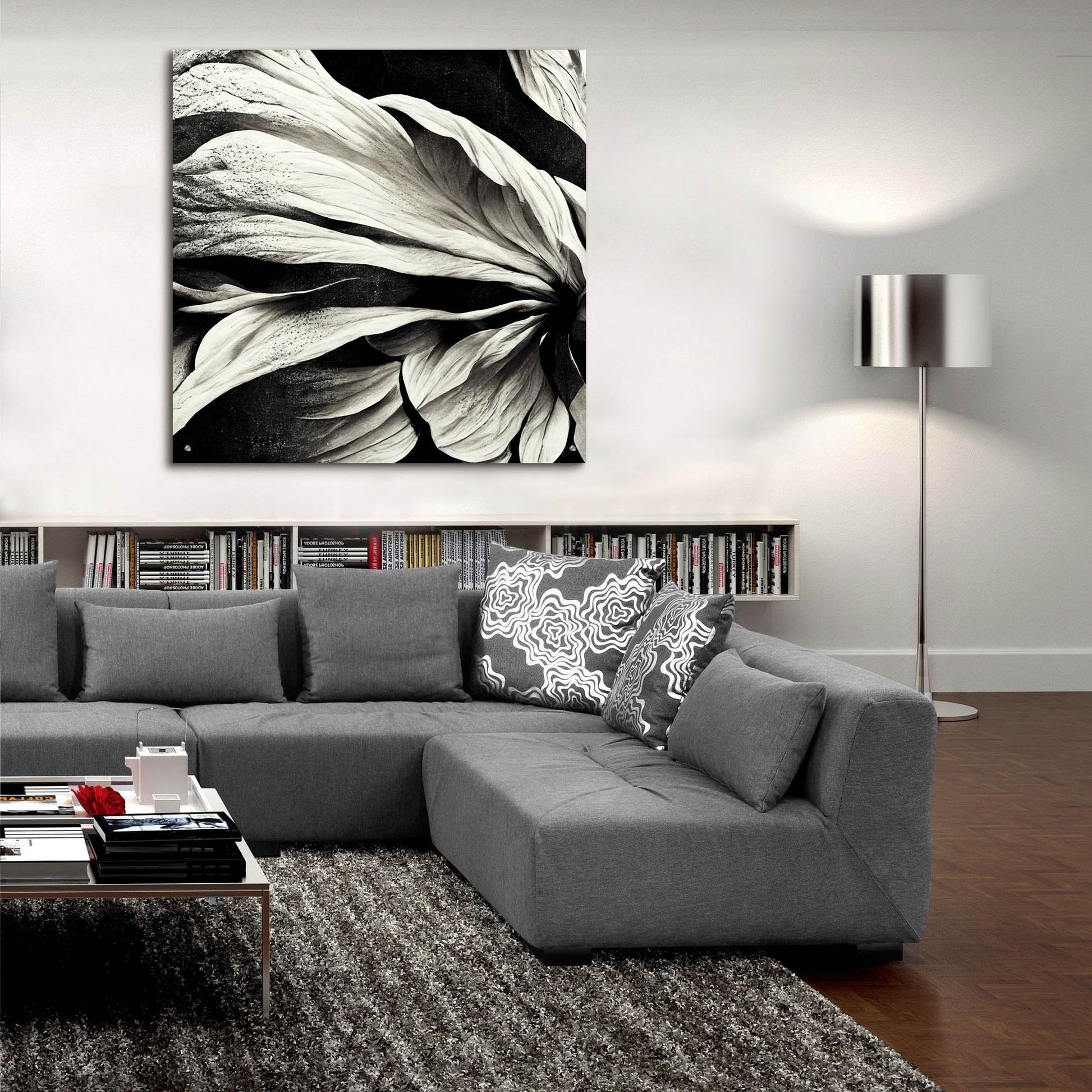 Epic Art 'Flowers Black White 9' by Ray Heere, Acrylic Glass Wall Art,36x36