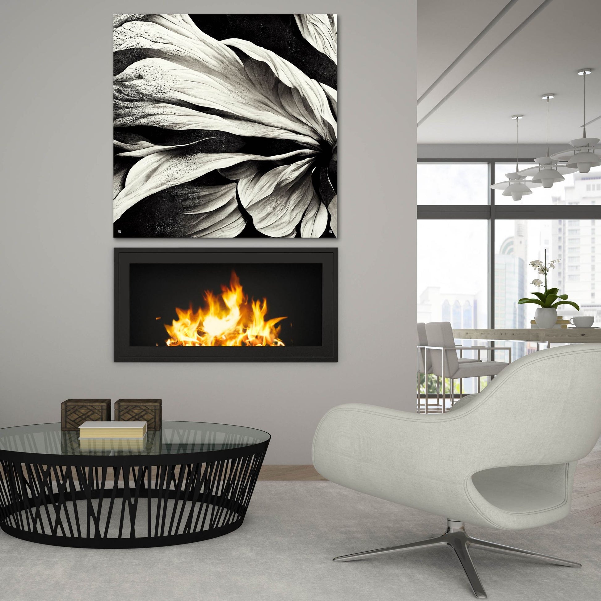 Epic Art 'Flowers Black White 9' by Ray Heere, Acrylic Glass Wall Art,36x36