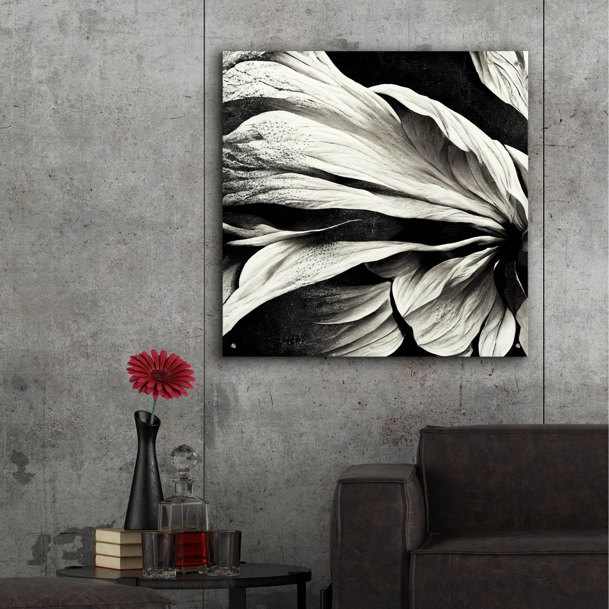 Epic Art 'Flowers Black White 9' by Ray Heere, Acrylic Glass Wall Art,36x36