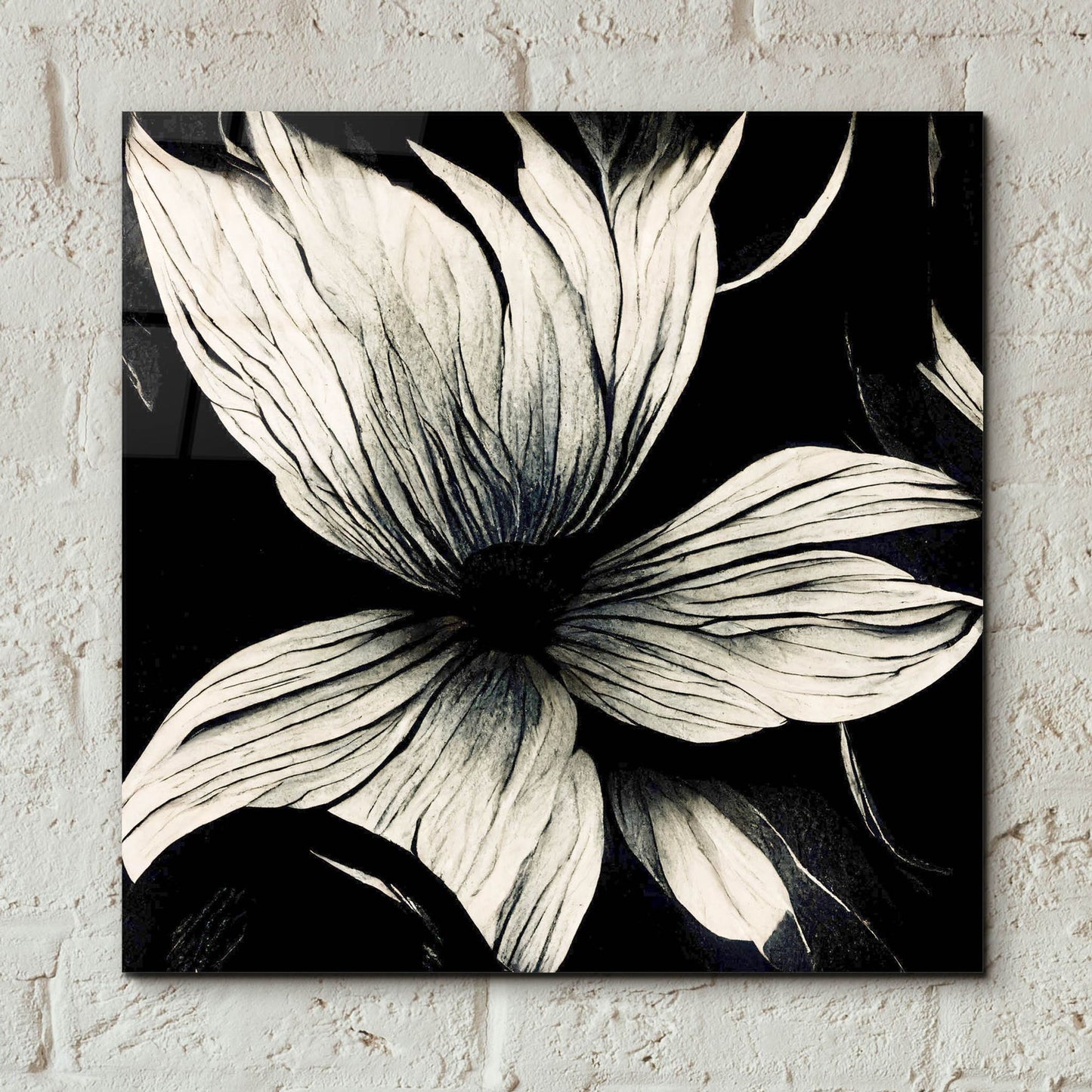 Epic Art 'Flowers Black White 10' by Ray Heere, Acrylic Glass Wall Art,12x12