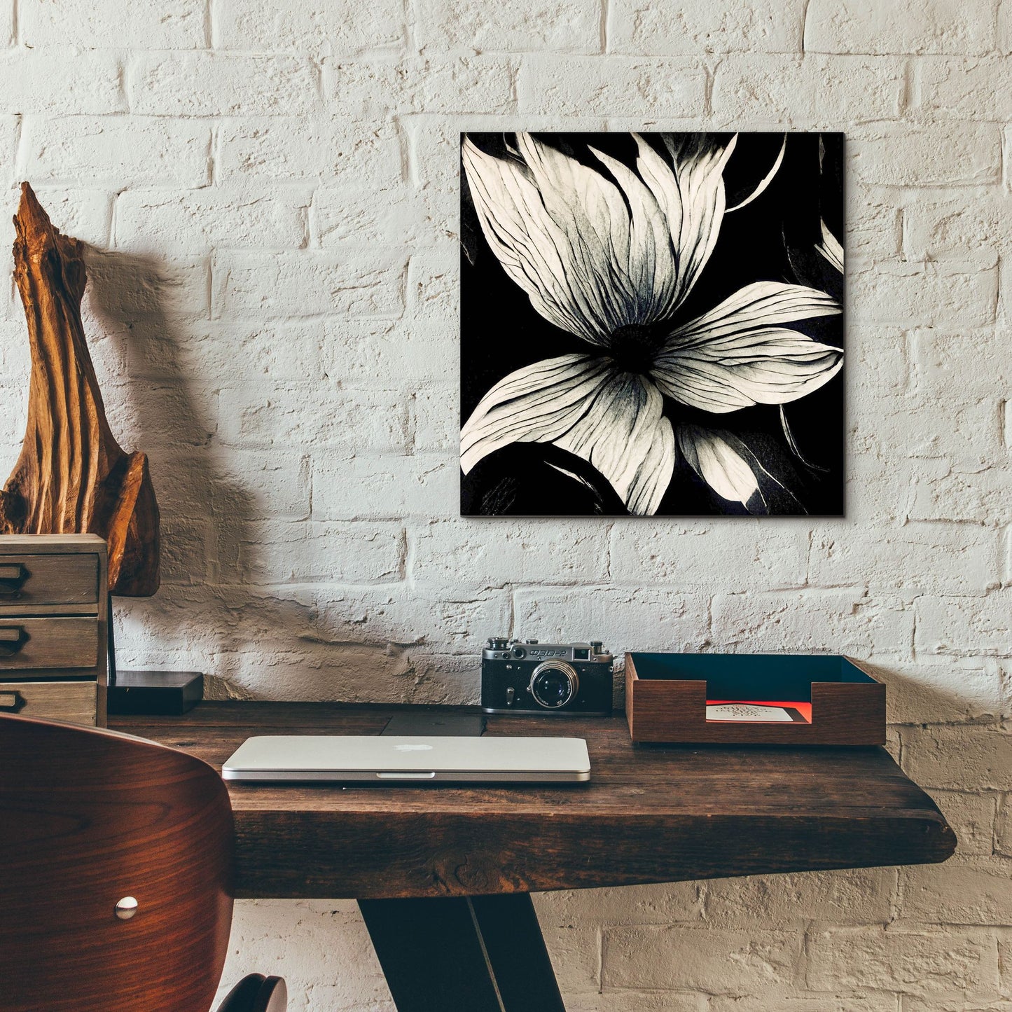 Epic Art 'Flowers Black White 10' by Ray Heere, Acrylic Glass Wall Art,12x12