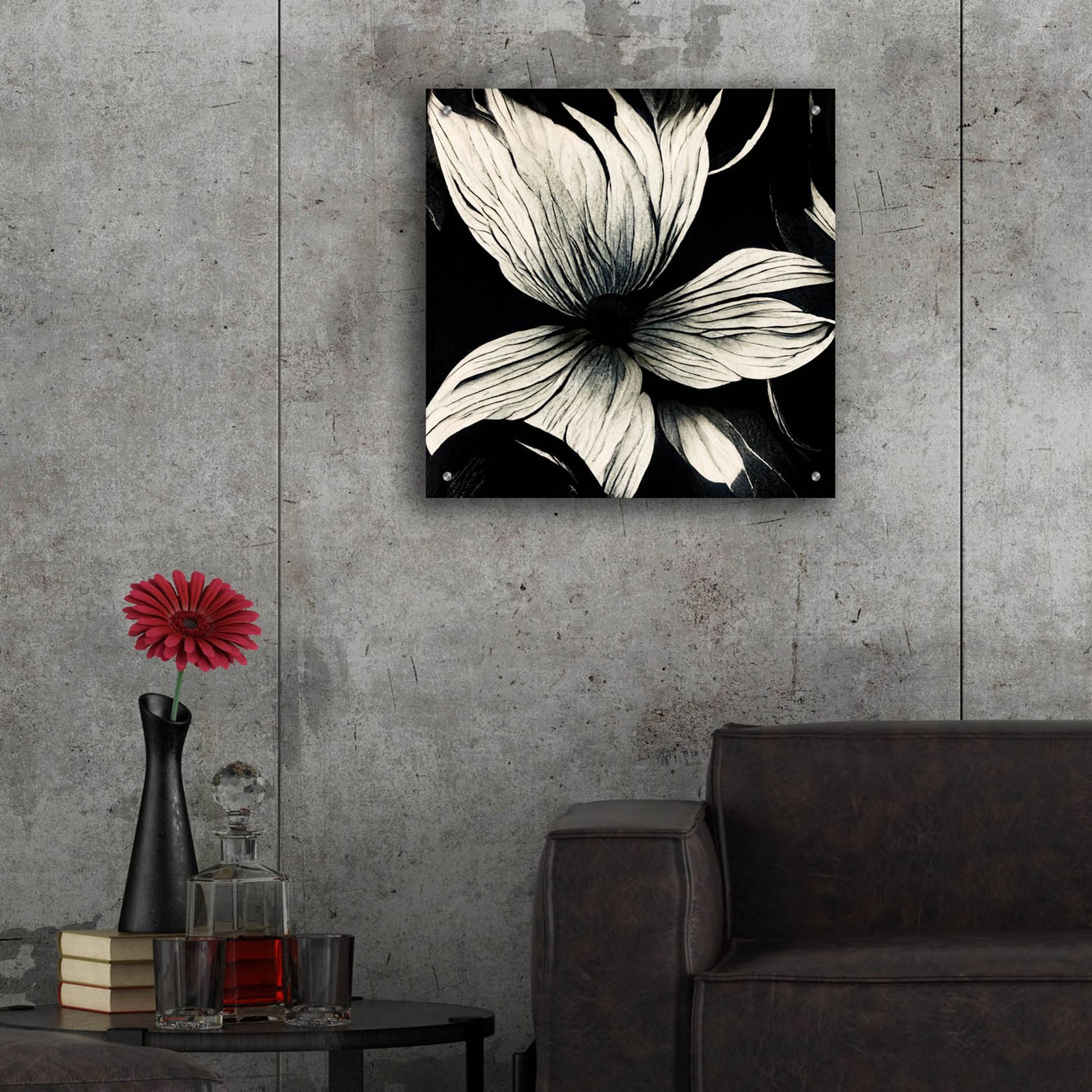 Epic Art 'Flowers Black White 10' by Ray Heere, Acrylic Glass Wall Art,24x24