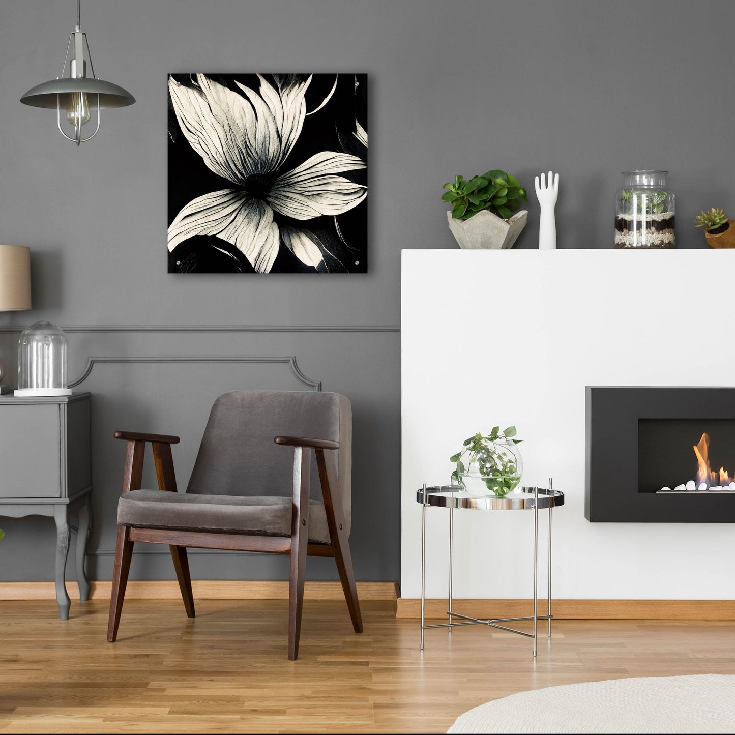 Epic Art 'Flowers Black White 10' by Ray Heere, Acrylic Glass Wall Art,24x24