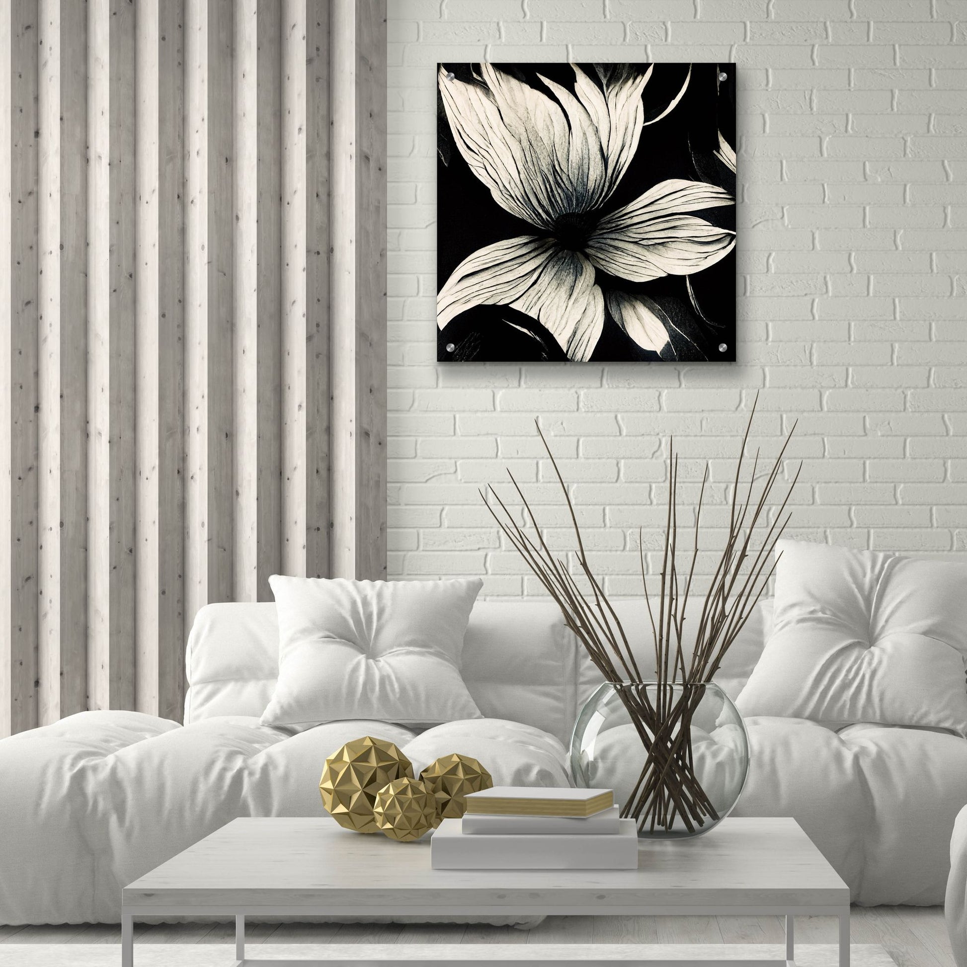 Epic Art 'Flowers Black White 10' by Ray Heere, Acrylic Glass Wall Art,24x24