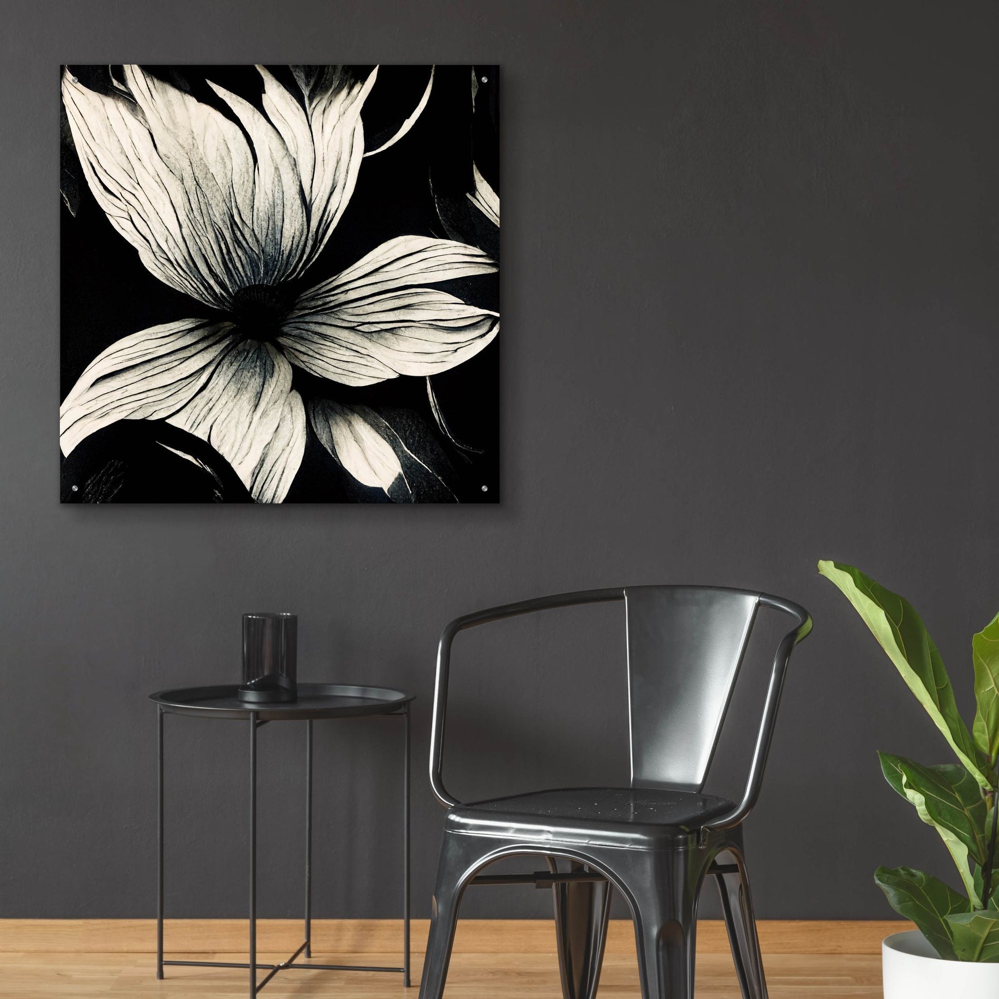 Epic Art 'Flowers Black White 10' by Ray Heere, Acrylic Glass Wall Art,36x36