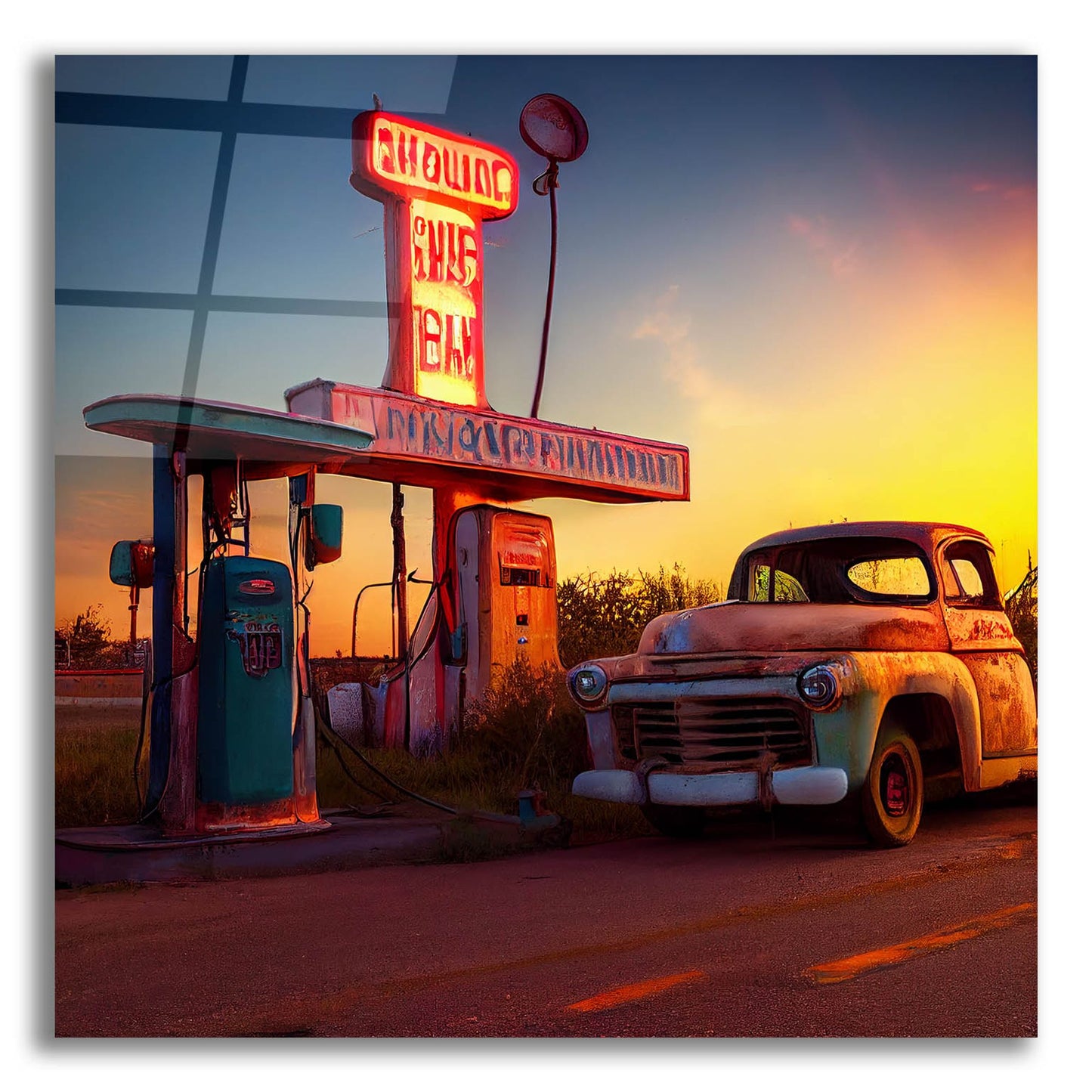 Epic Art 'Route 66 1' by Ray Heere, Acrylic Glass Wall Art,12x12