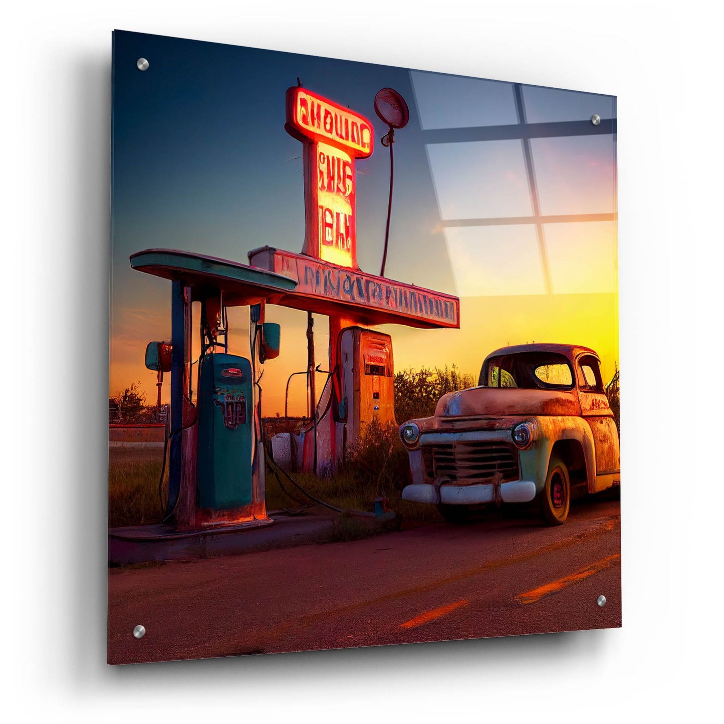 Epic Art 'Route 66 1' by Ray Heere, Acrylic Glass Wall Art,24x24